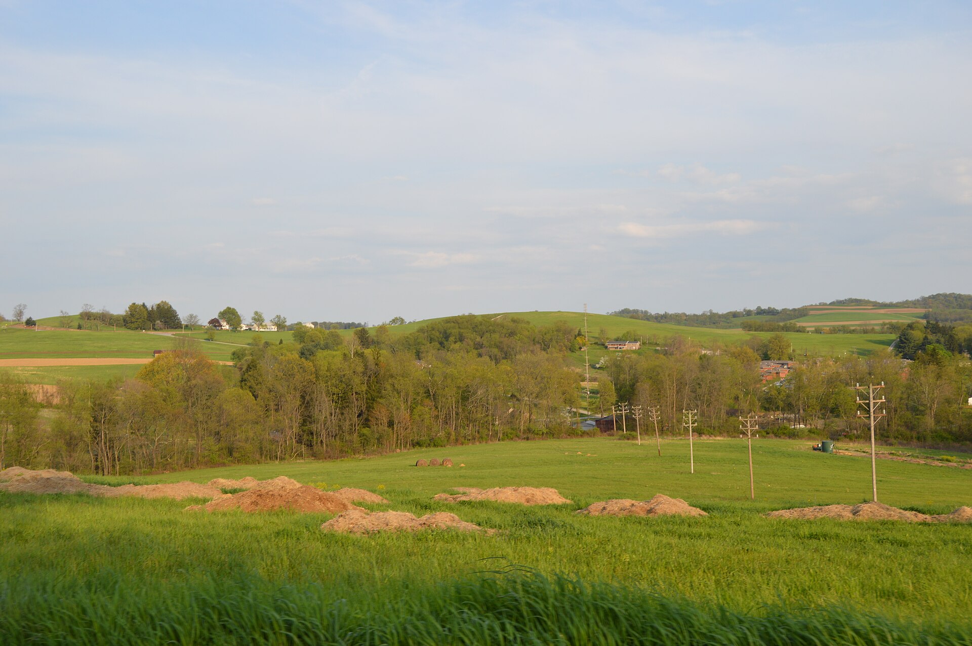 Fields and a wooded hillside east of Belle Vernon in northwestern Washington Township, Fayette County, Pennsylvania, United States. — Arnold City, Pennsylvania