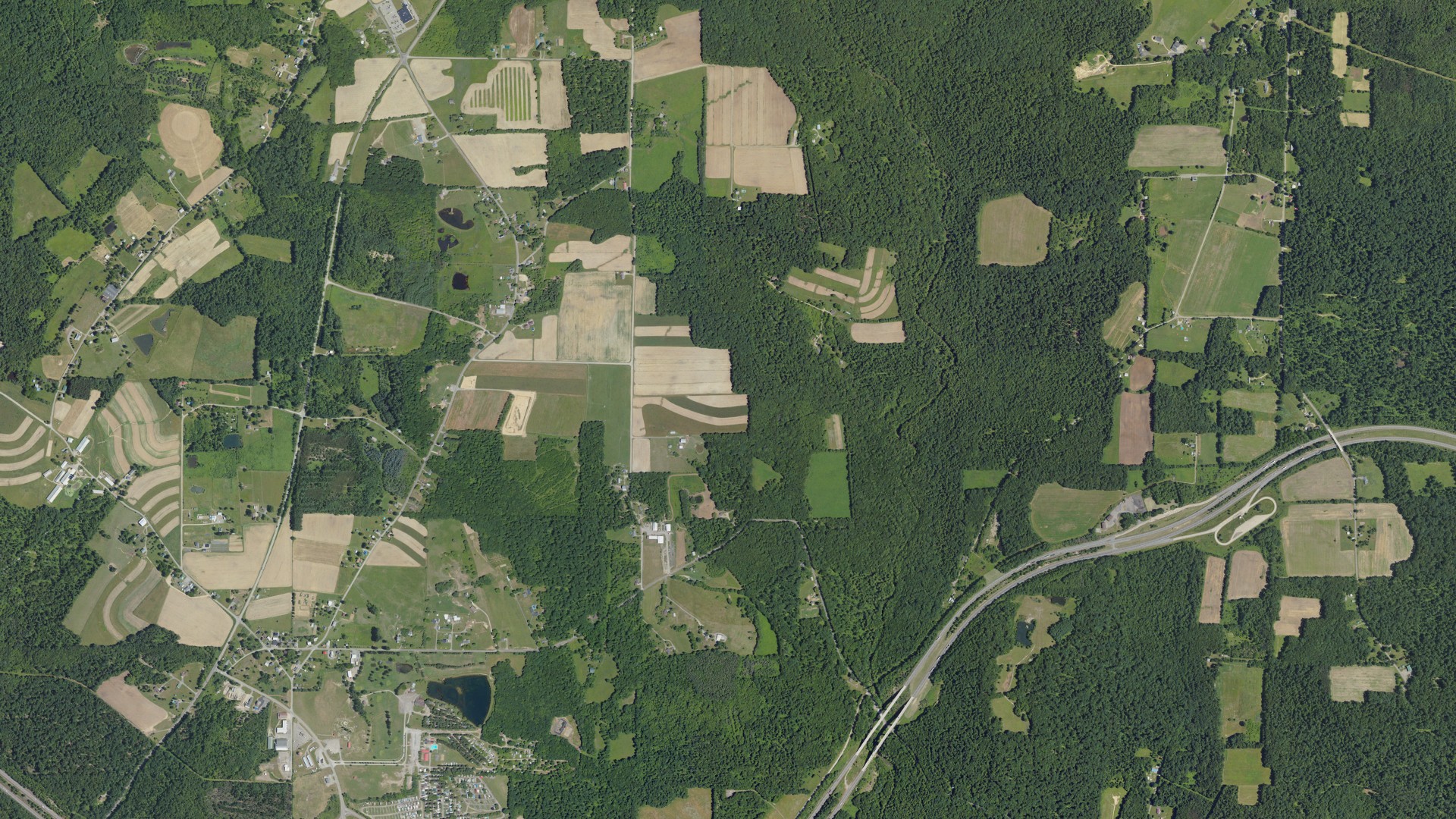 Aerial view of land around Beaver, Pennsylvania