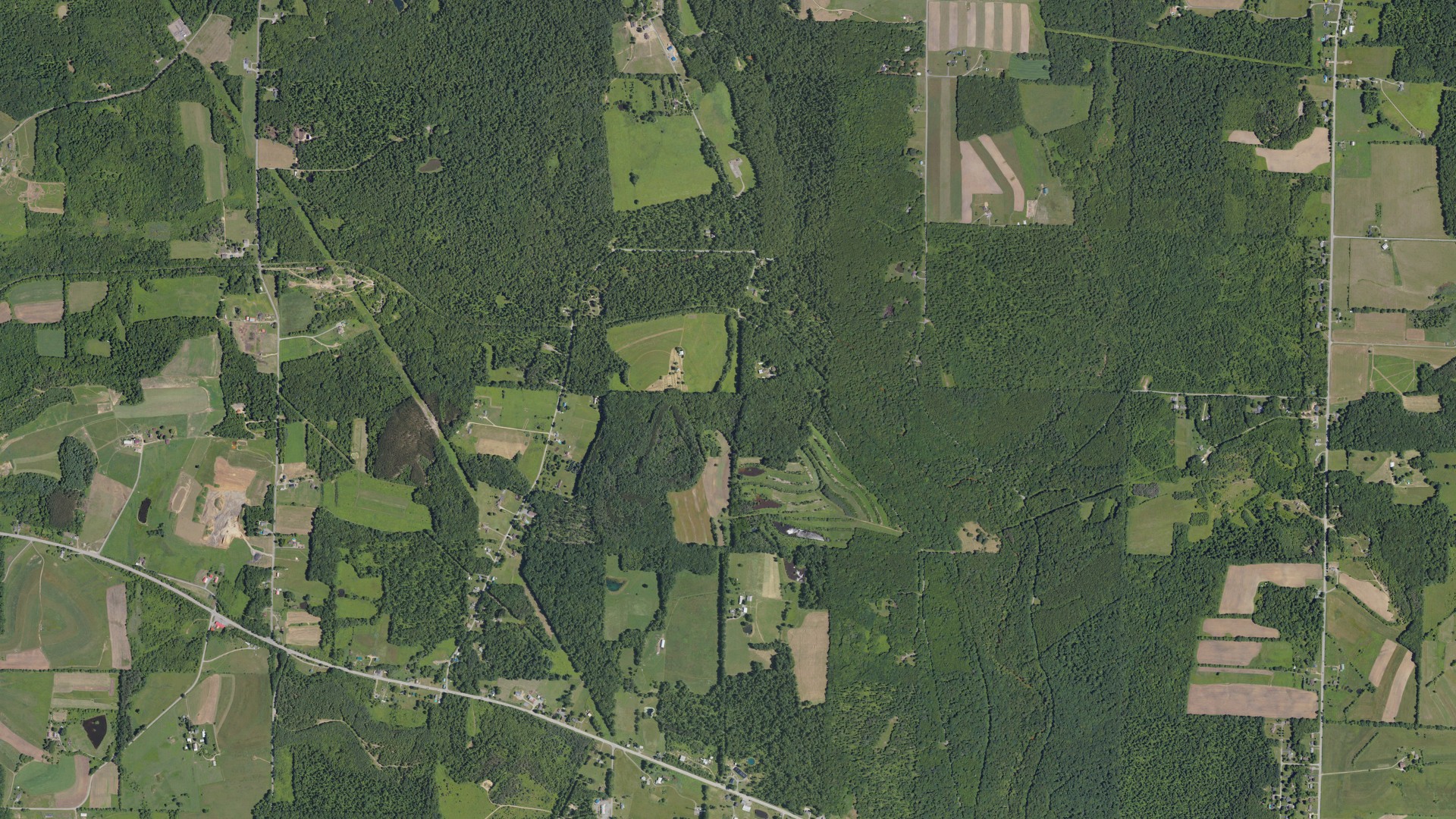 Aerial view of land around Elk, Pennsylvania