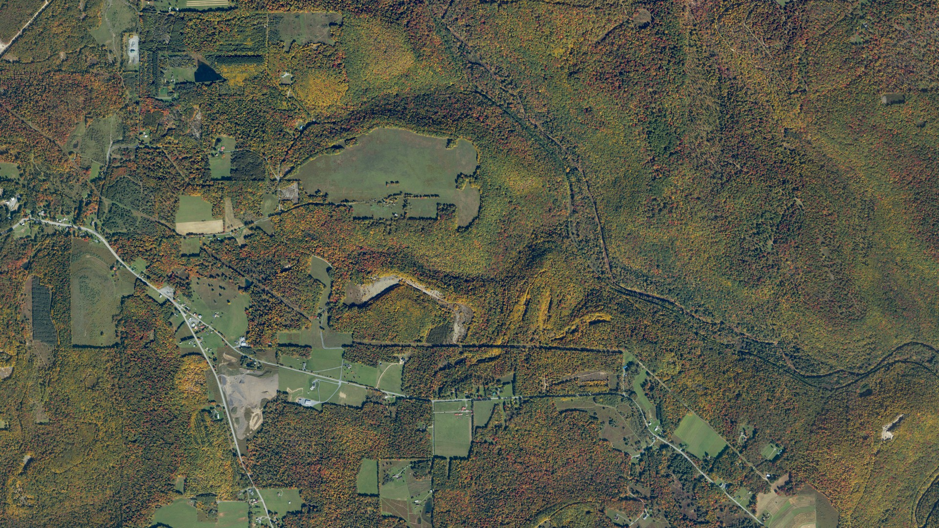 Aerial view of land around Bloom, Pennsylvania