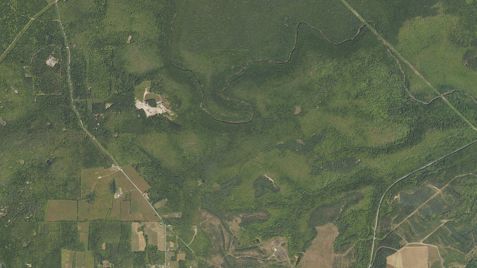 Natural-color aerial photograph of land around Covington, Pennsylvania