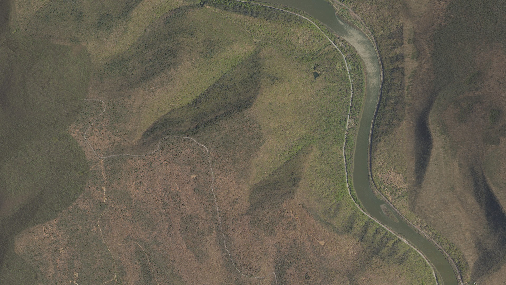 Natural-color aerial photograph of land around Grugan, Pennsylvania