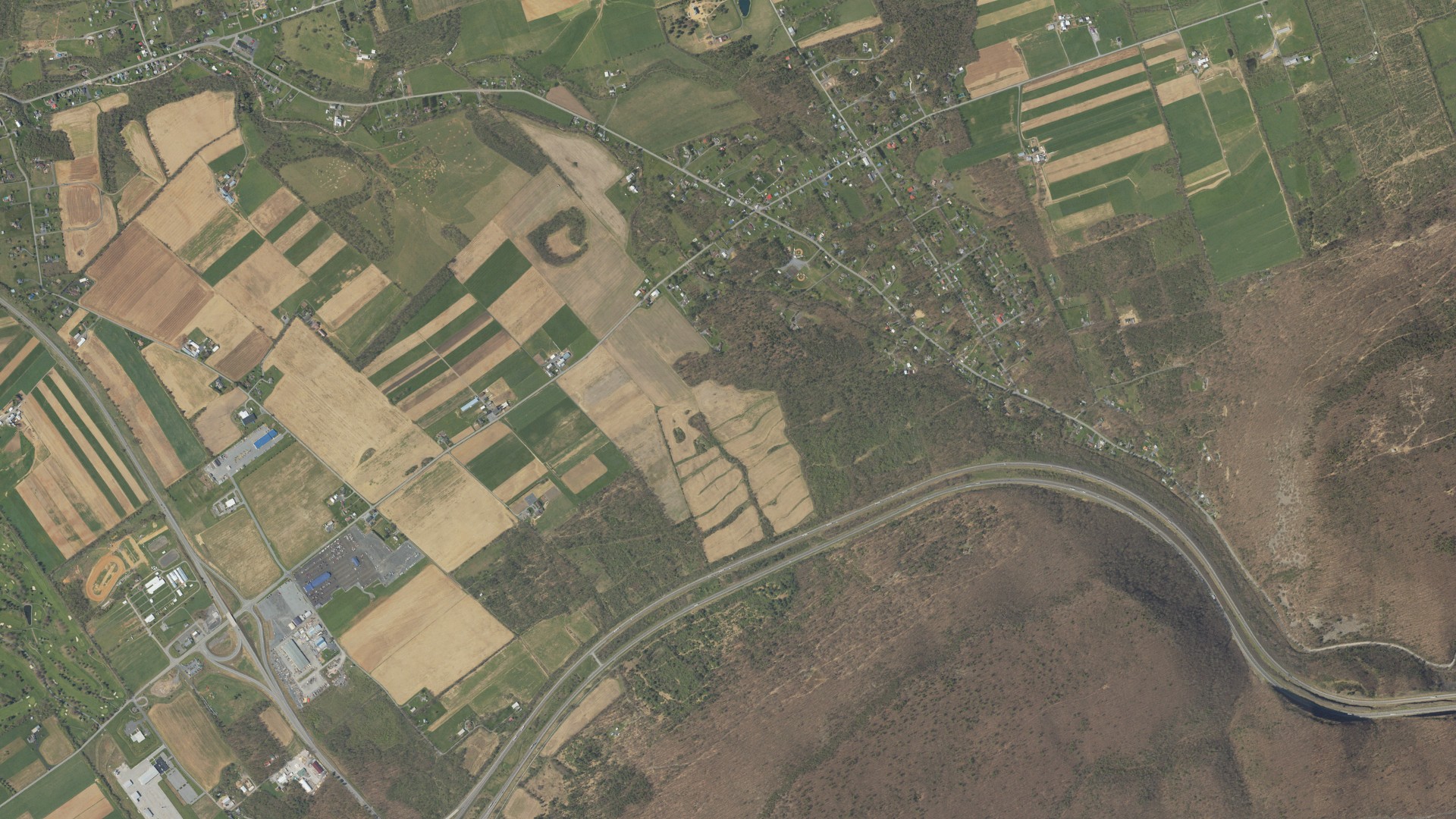 Aerial view of land around Lamar, Pennsylvania