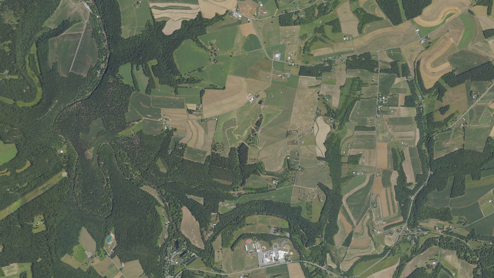 Aerial view of land around Franklin, Pennsylvania