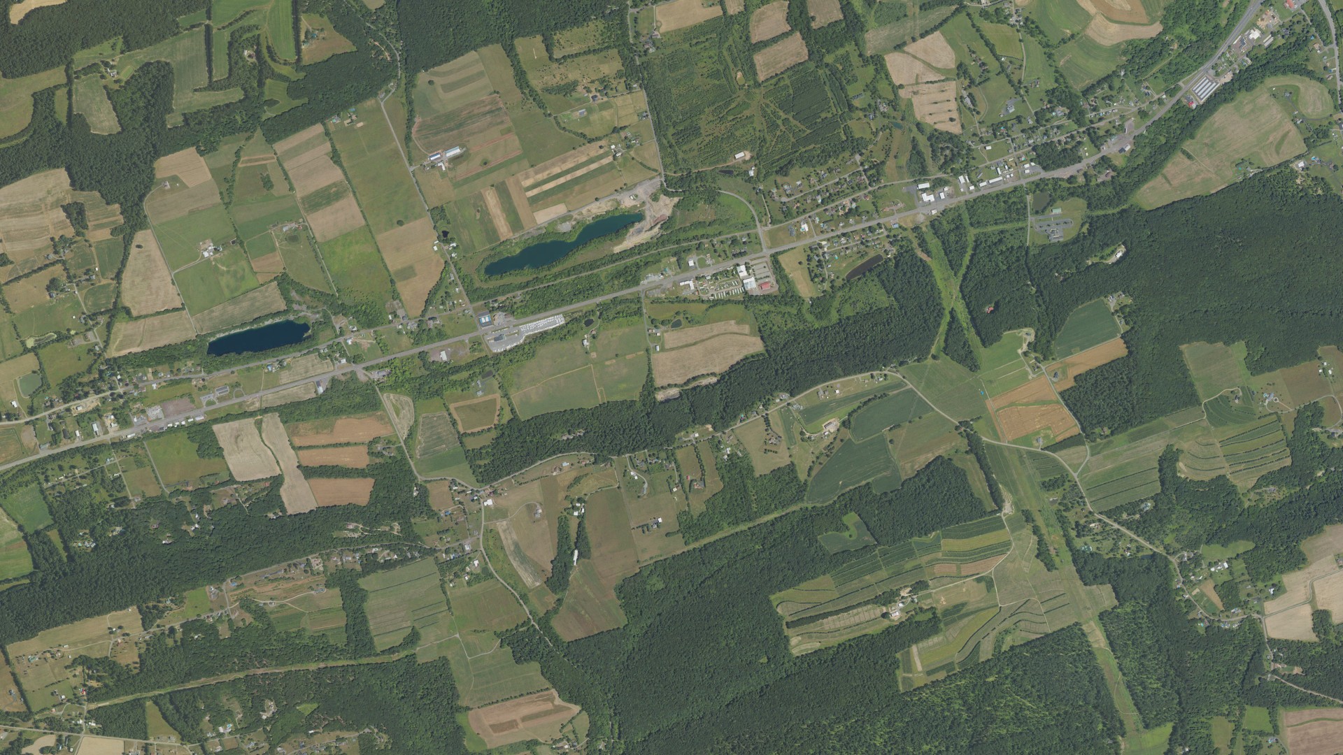 Natural-color aerial photograph of land around Montour, Pennsylvania