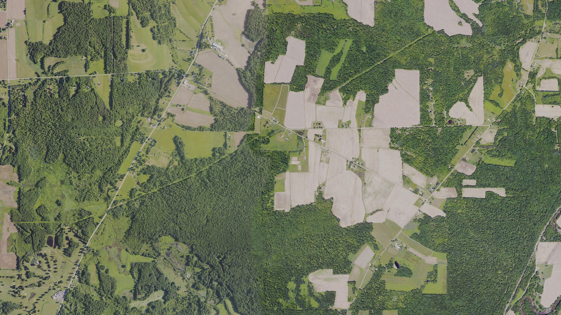 Aerial view of land around Cambridge, Pennsylvania