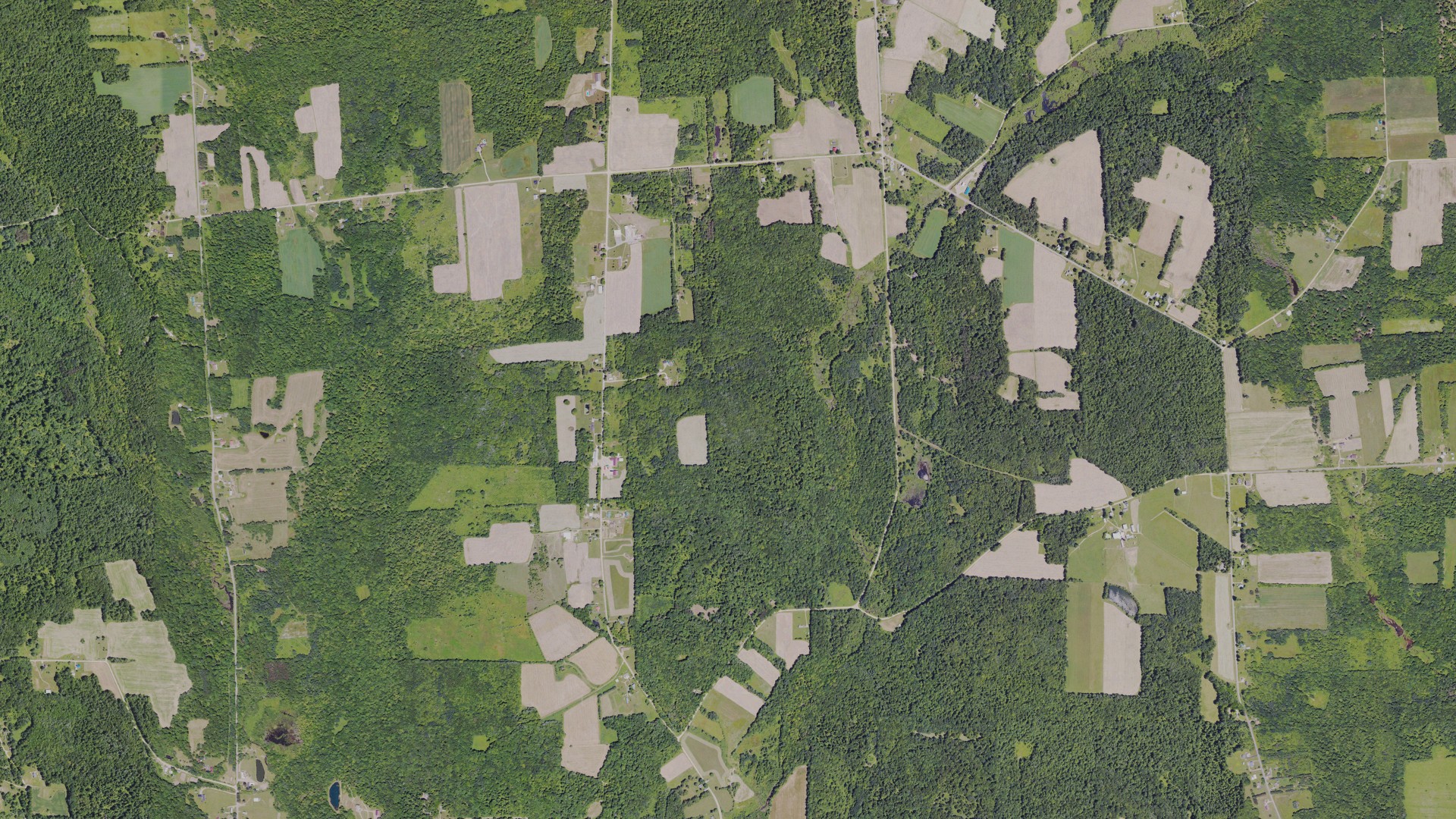 Aerial view of land around Troy, Pennsylvania