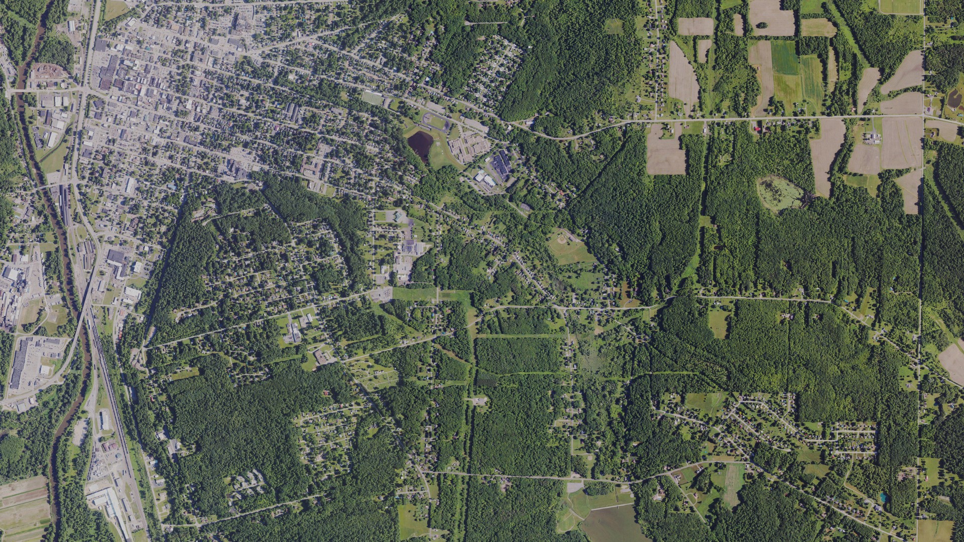 Aerial view of land around West Mead, Pennsylvania