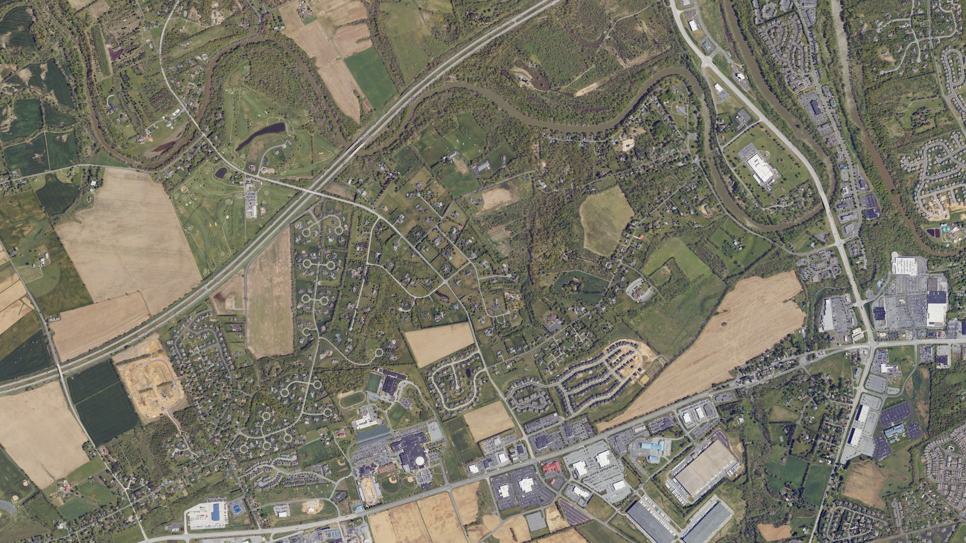 Aerial view of land around Silver Spring, Pennsylvania