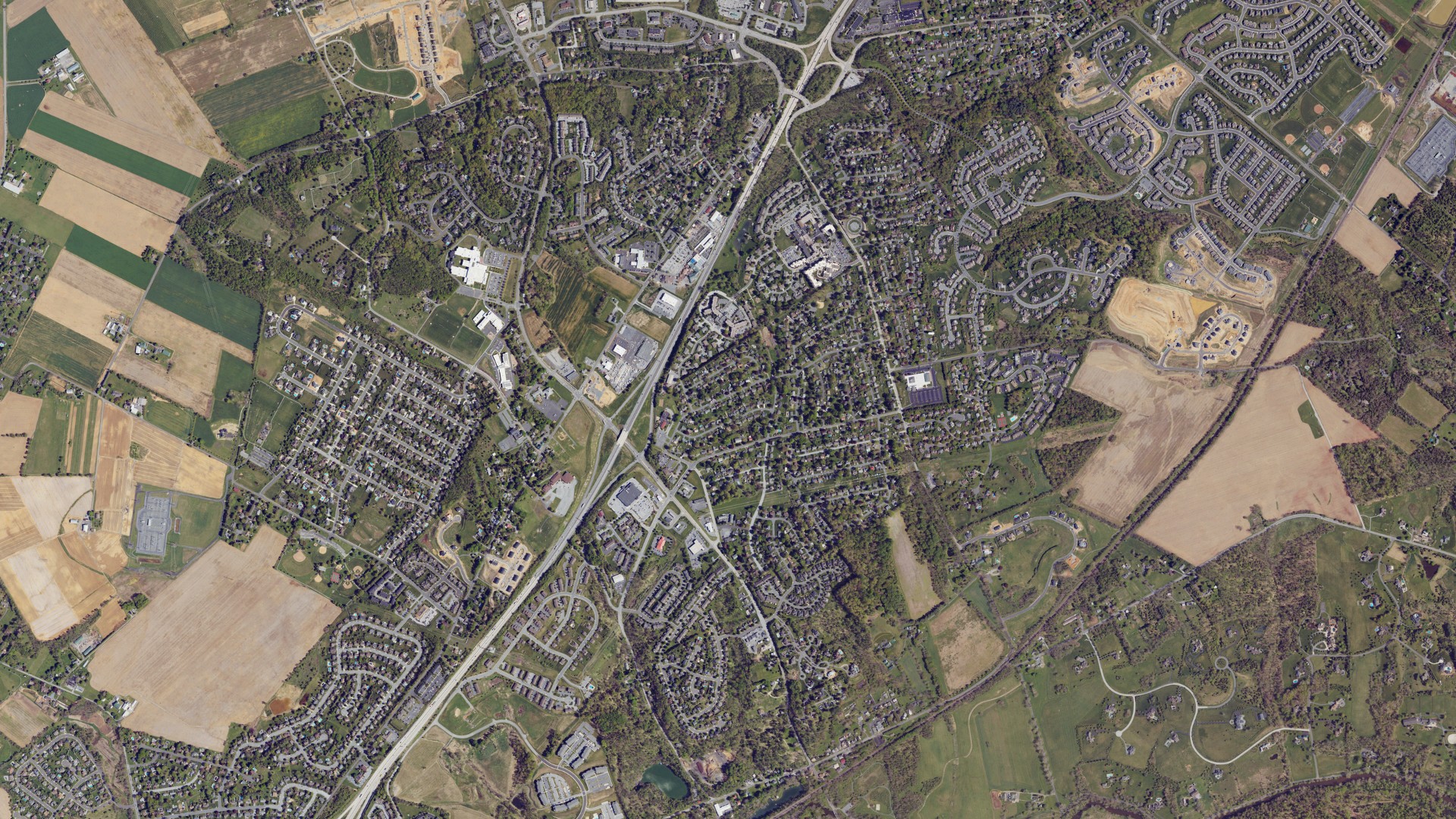 Aerial view of land around Upper Allen, Pennsylvania