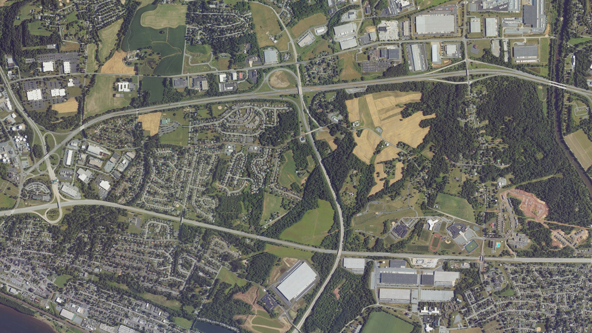 Aerial view of land around Lower Swatara, Pennsylvania