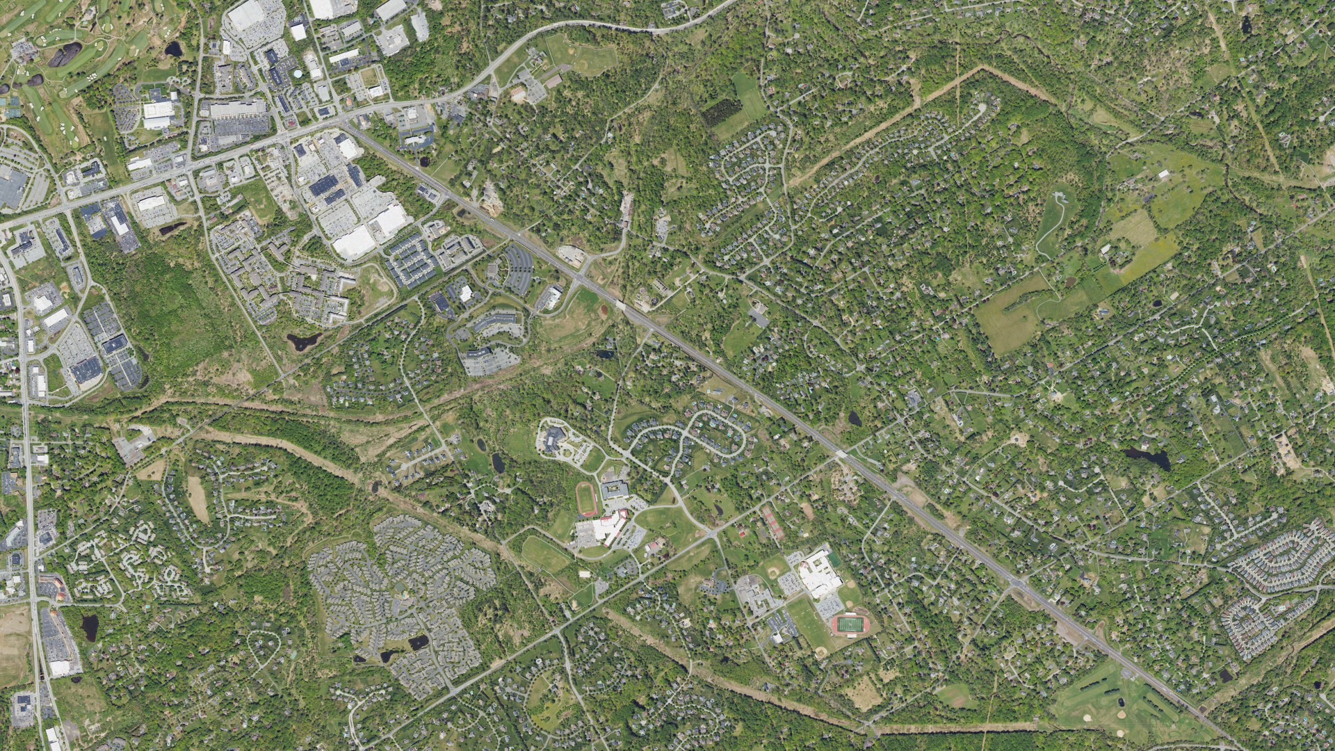 Aerial view of land around Concord, Pennsylvania