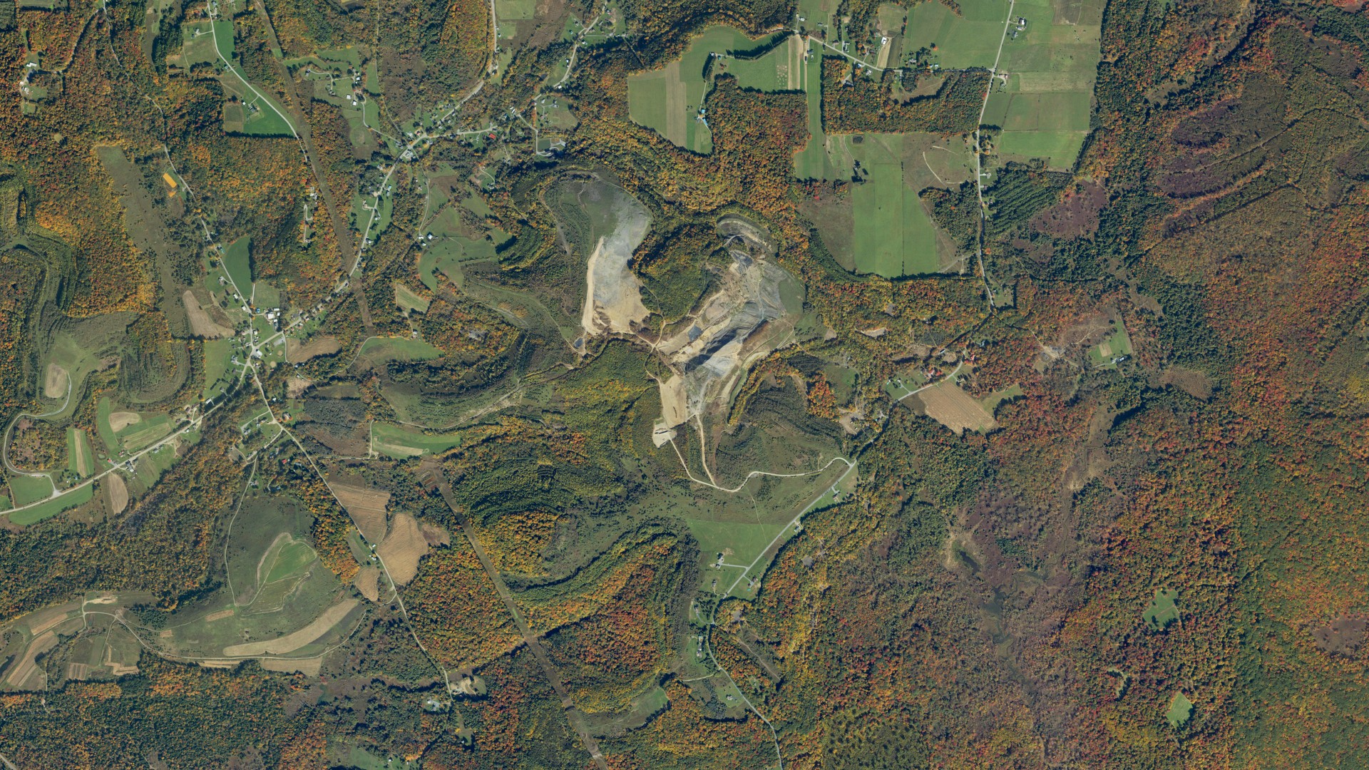 Aerial view of land around Fox, Pennsylvania