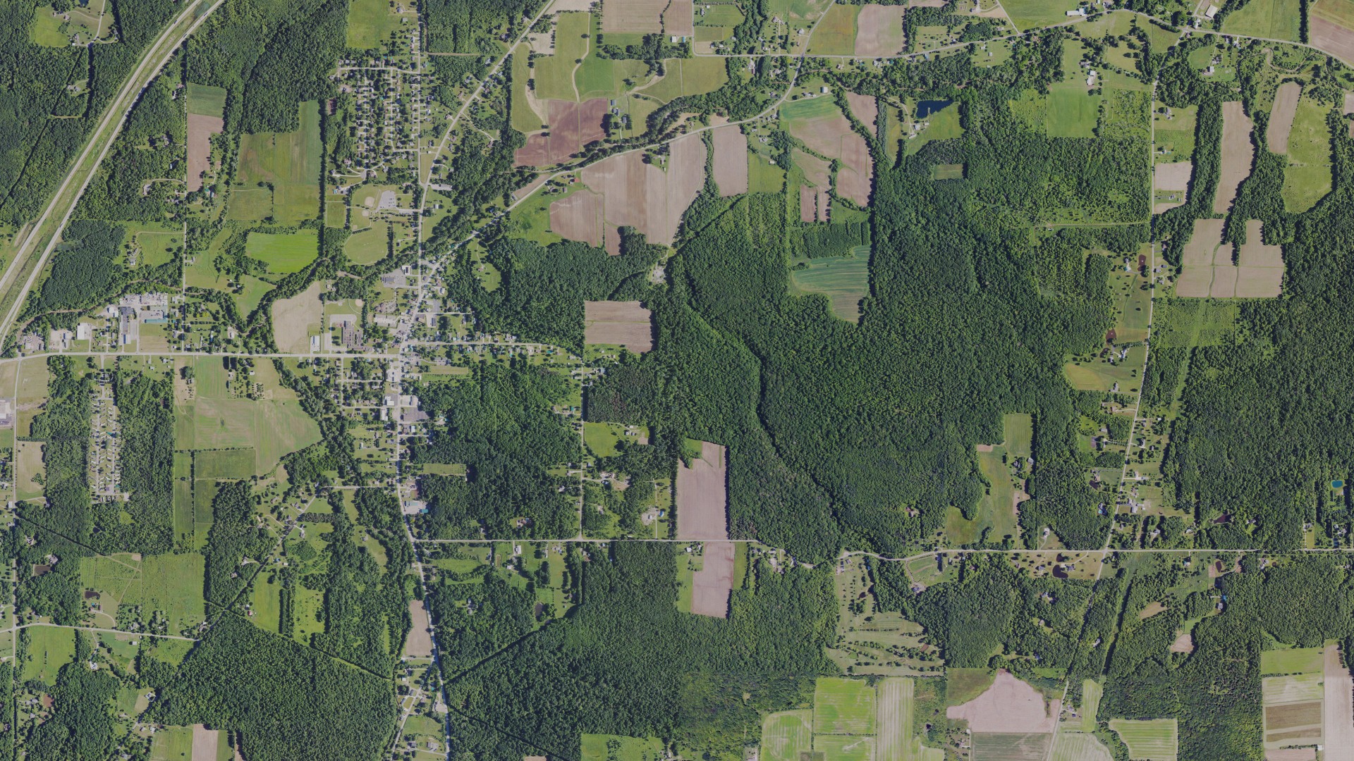 Natural-color aerial photograph of land around McKean, Pennsylvania