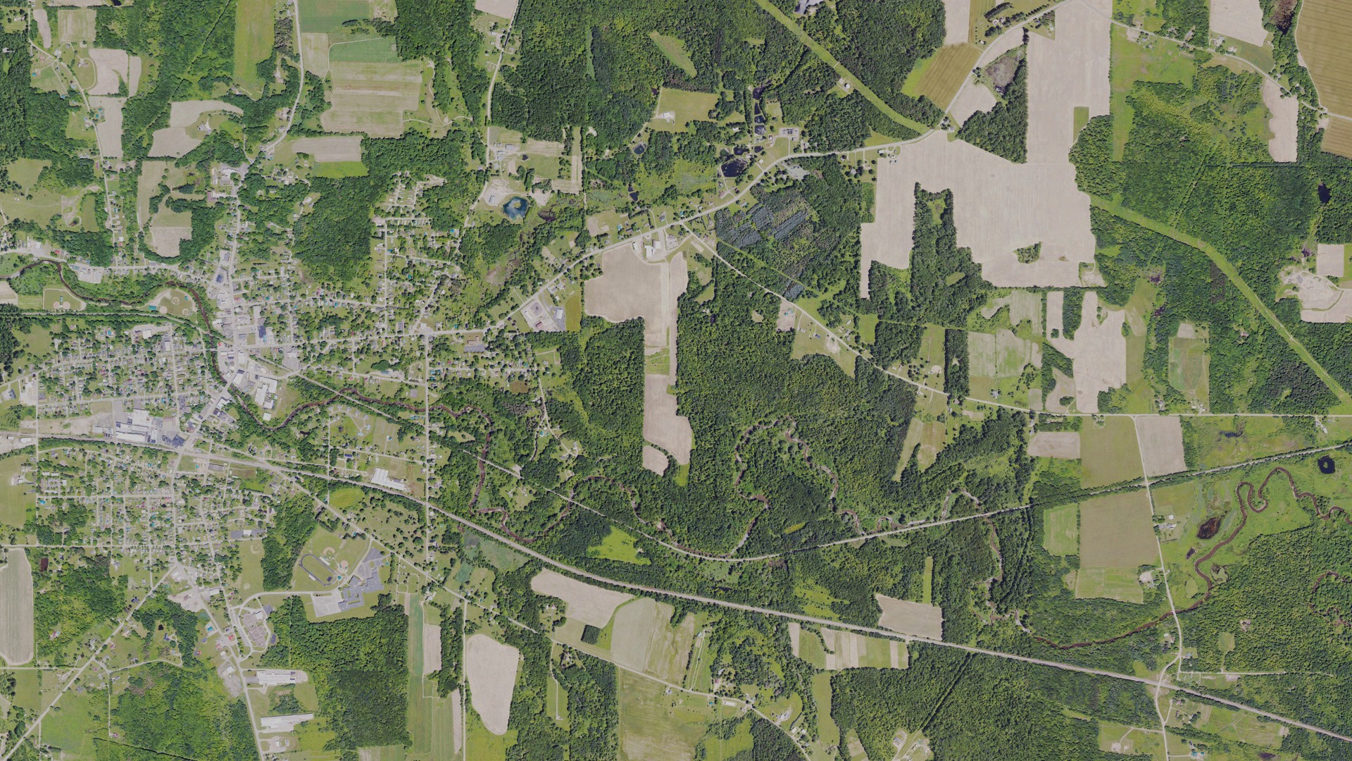 Aerial view of land around Union, Pennsylvania