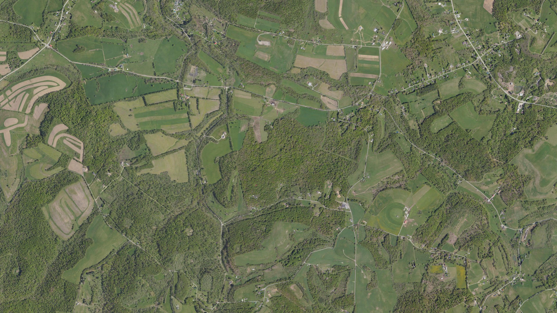 Aerial view of land around Jefferson, Pennsylvania