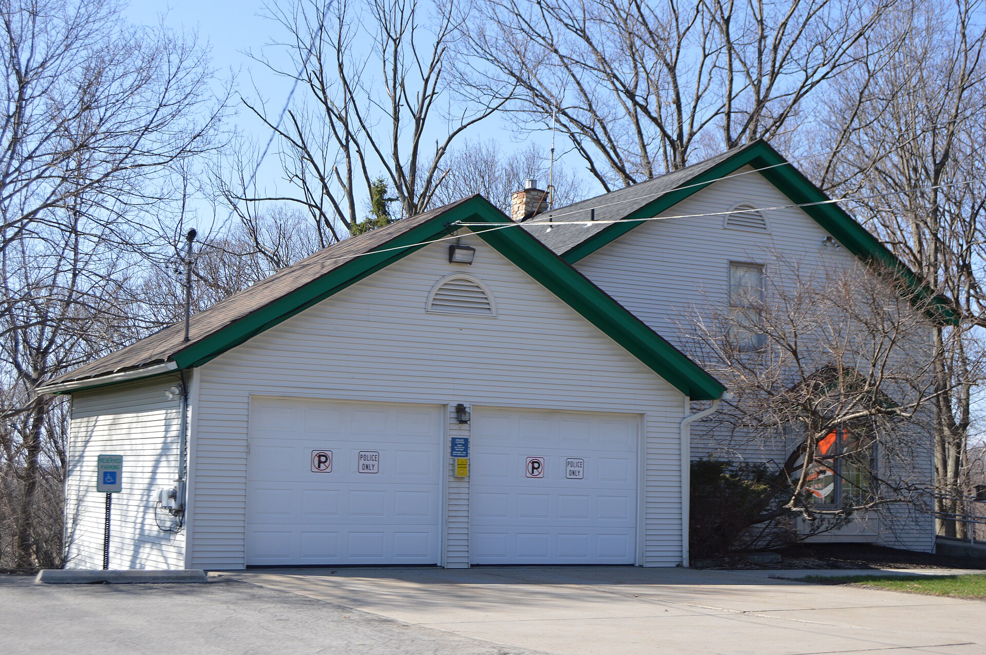 Front of the police station and municipal building for Bell Acres, Pennsylvania, United States, located at 1151 Camp Meeting Road.