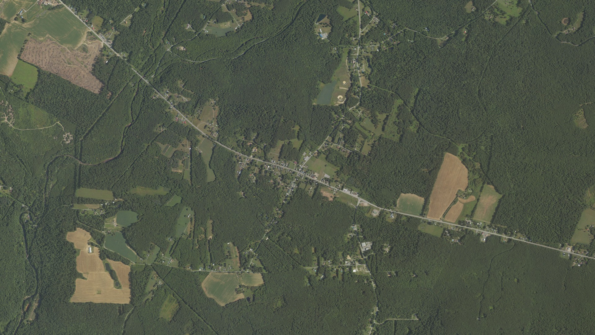 Natural-color aerial photograph of land around Belsano, Pennsylvania