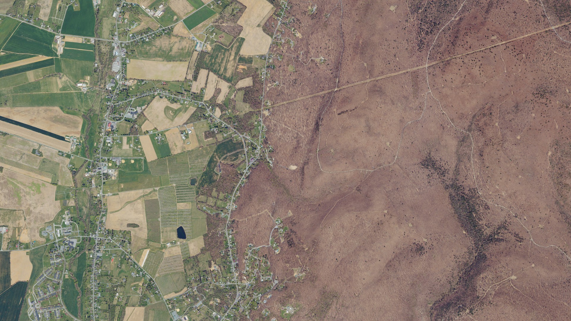 Aerial view of land around Quincy, Pennsylvania