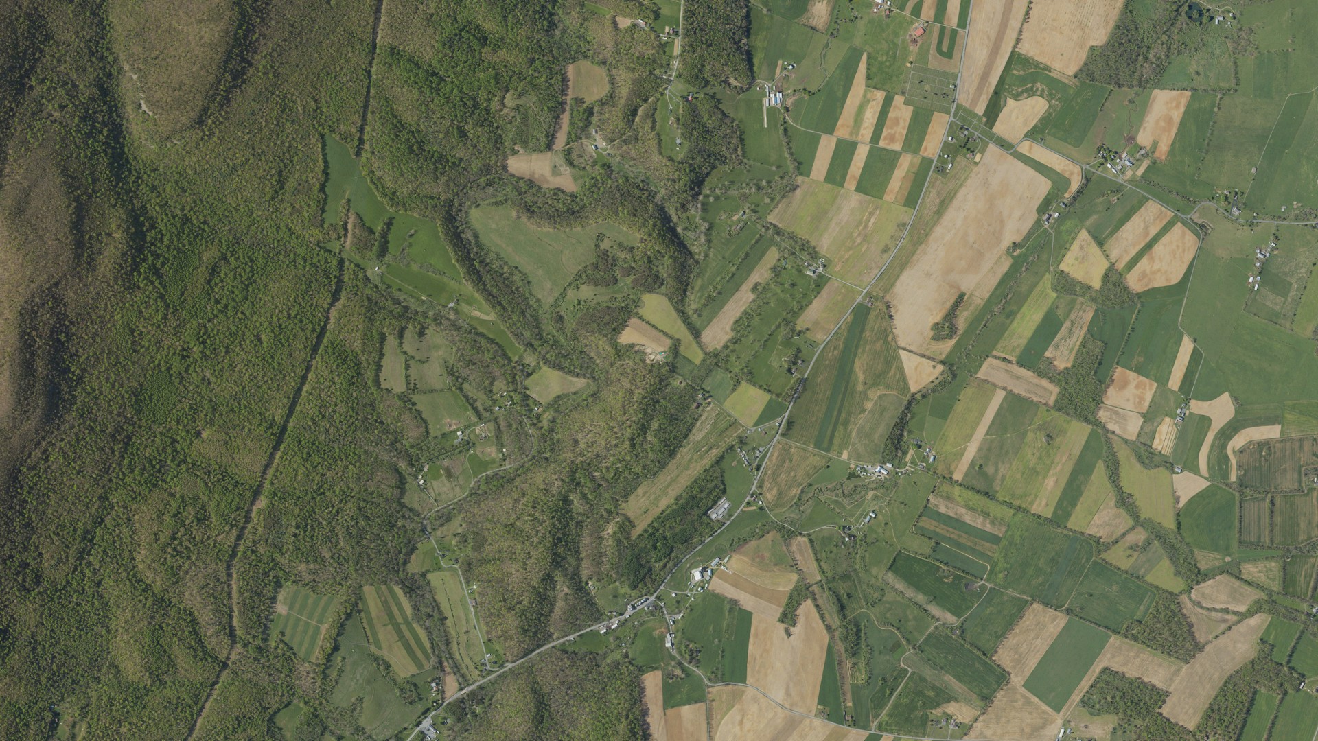 Aerial view of land around Ayr, Pennsylvania
