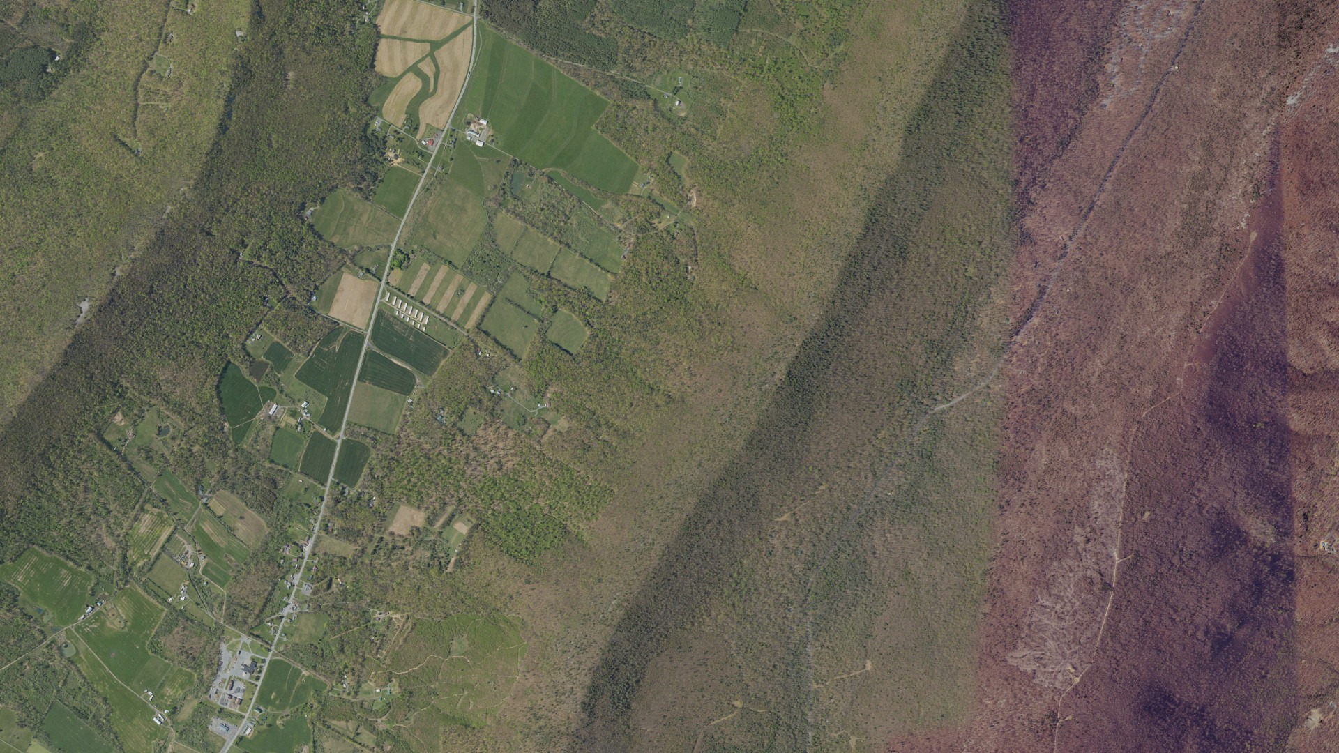 Aerial view of land around Todd, Pennsylvania