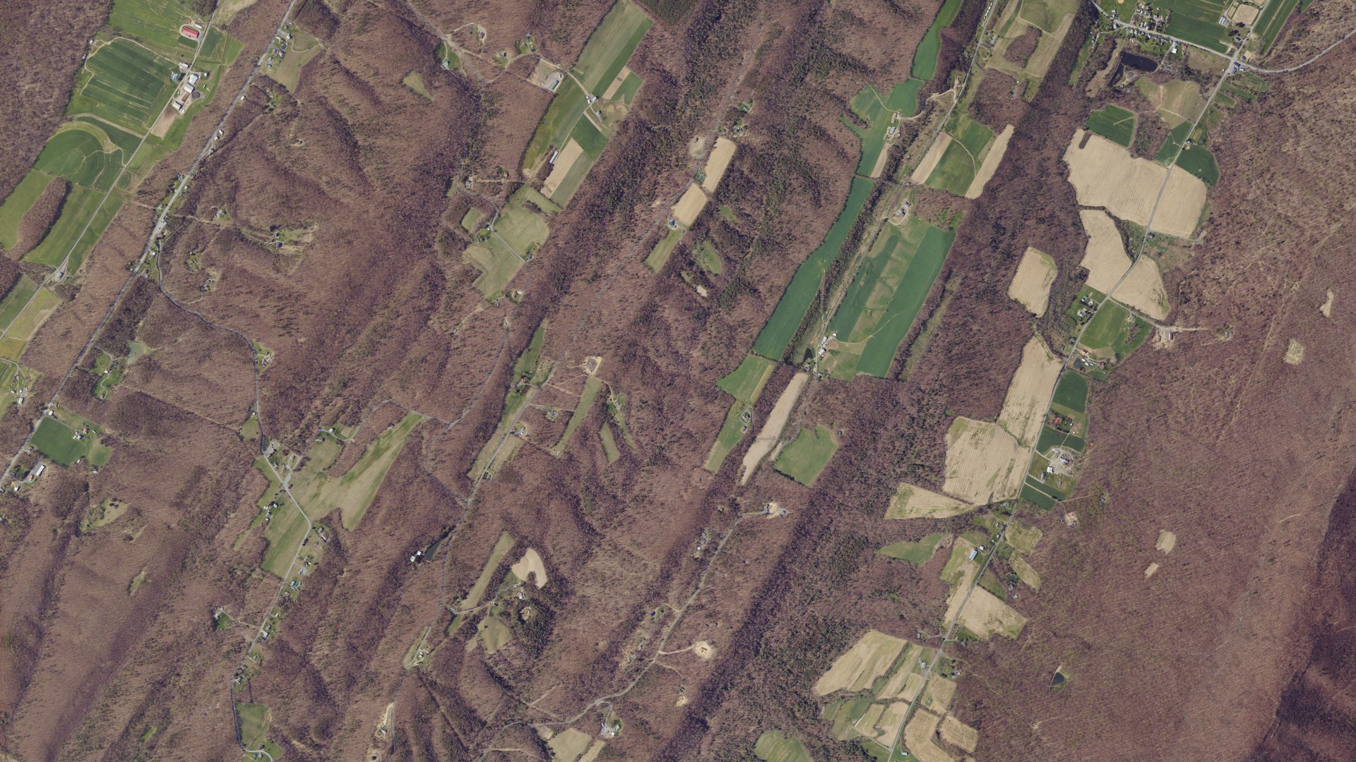 Aerial view of land around Dublin, Pennsylvania