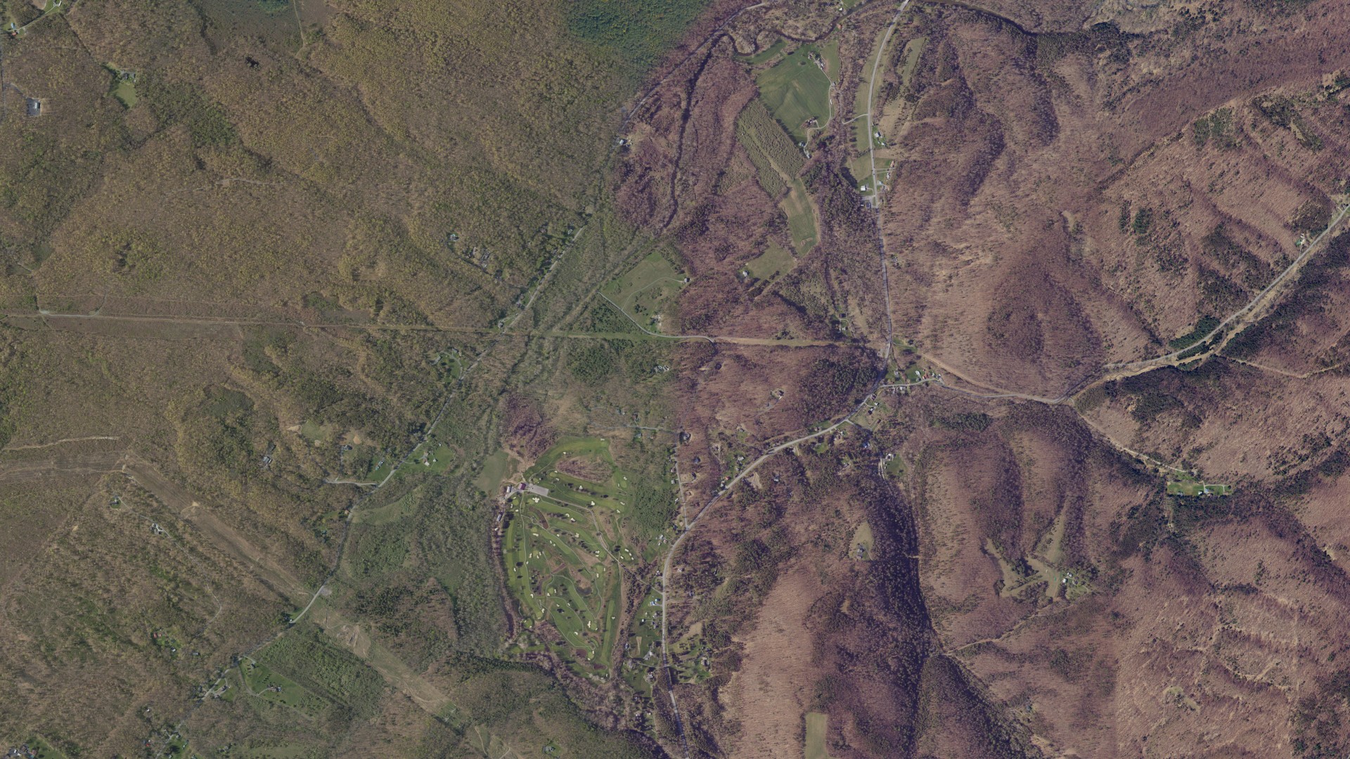 Aerial view of land around Oneida, Pennsylvania