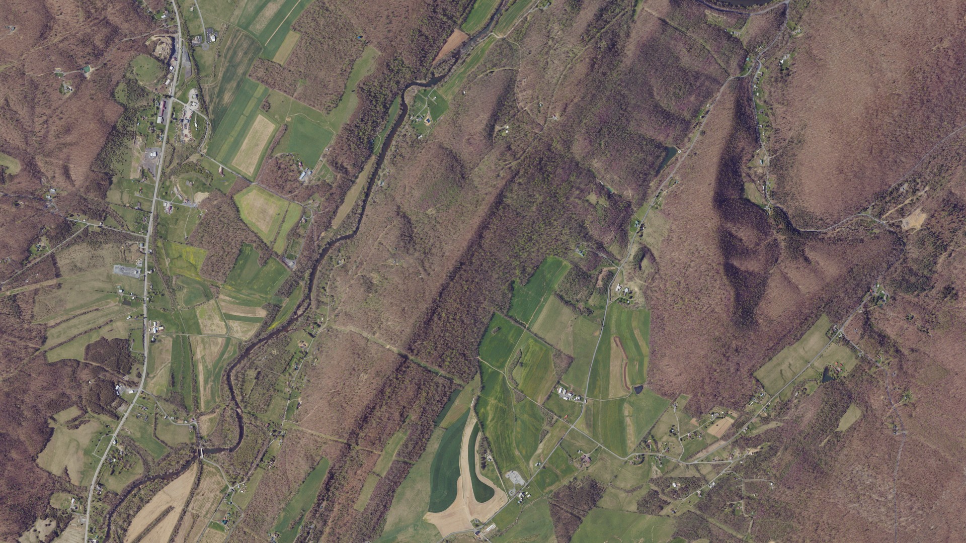 Natural-color aerial photograph of land around Shirley, Pennsylvania