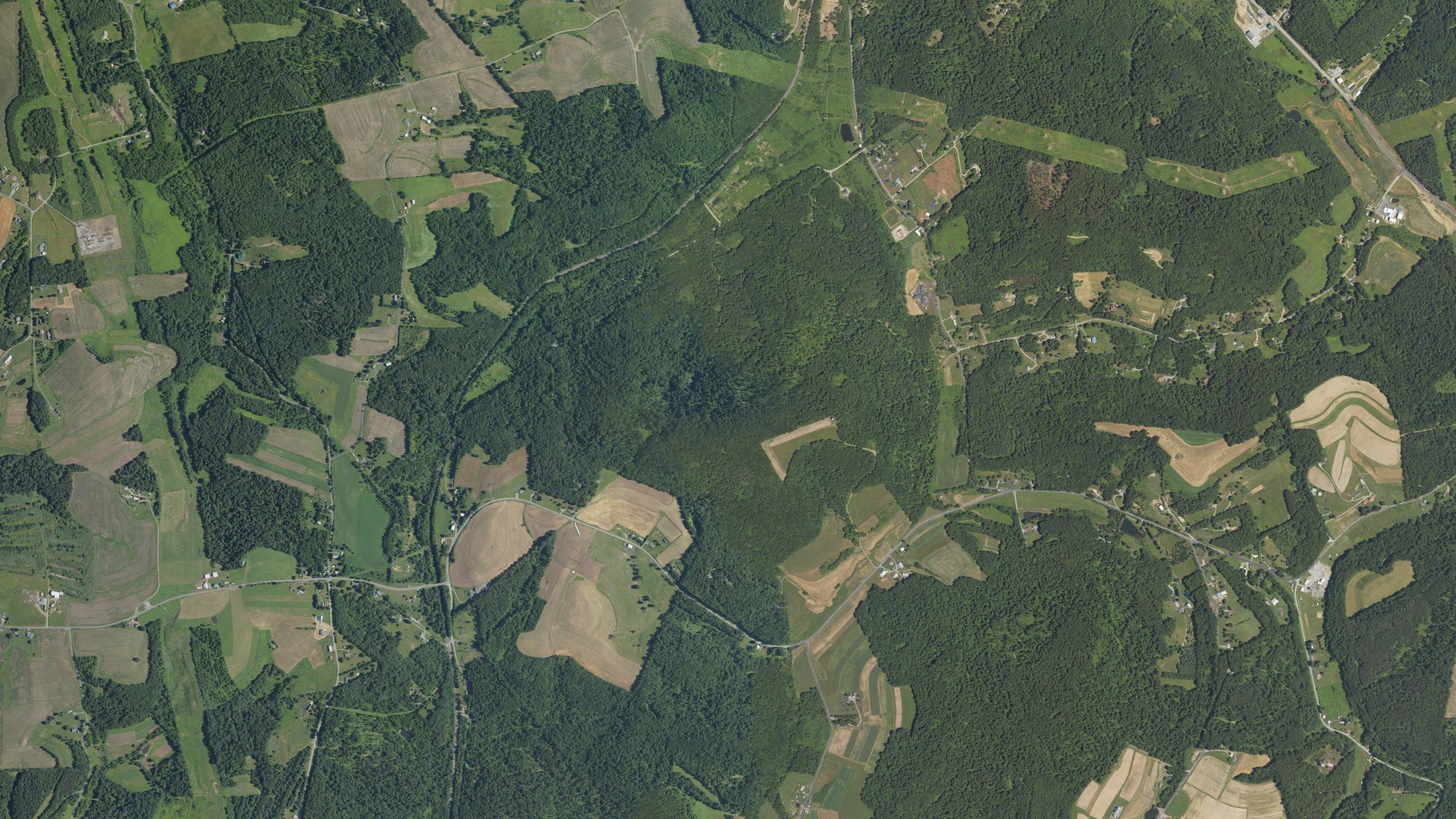 Natural-color aerial photograph of land around Armstrong, Pennsylvania