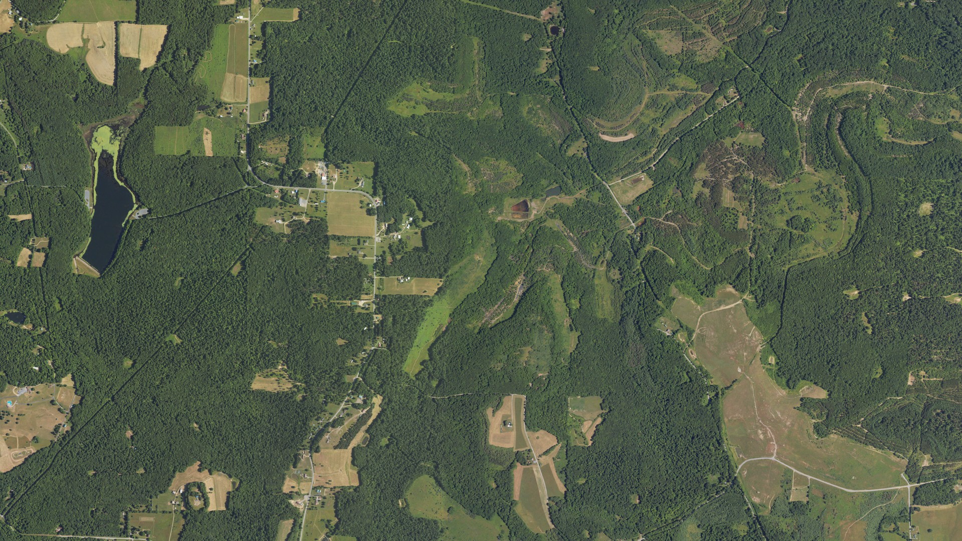 Aerial view of land around Banks, Pennsylvania
