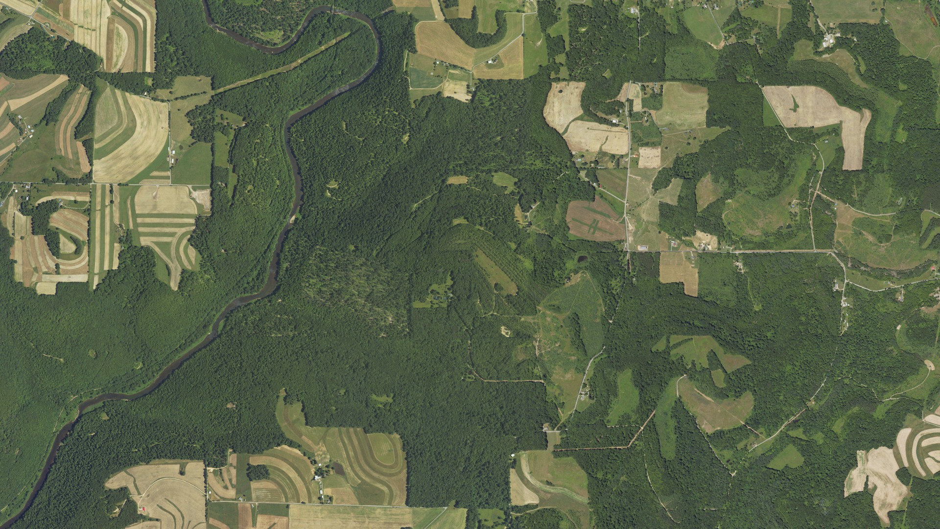 Aerial view of land around Beaver, Pennsylvania