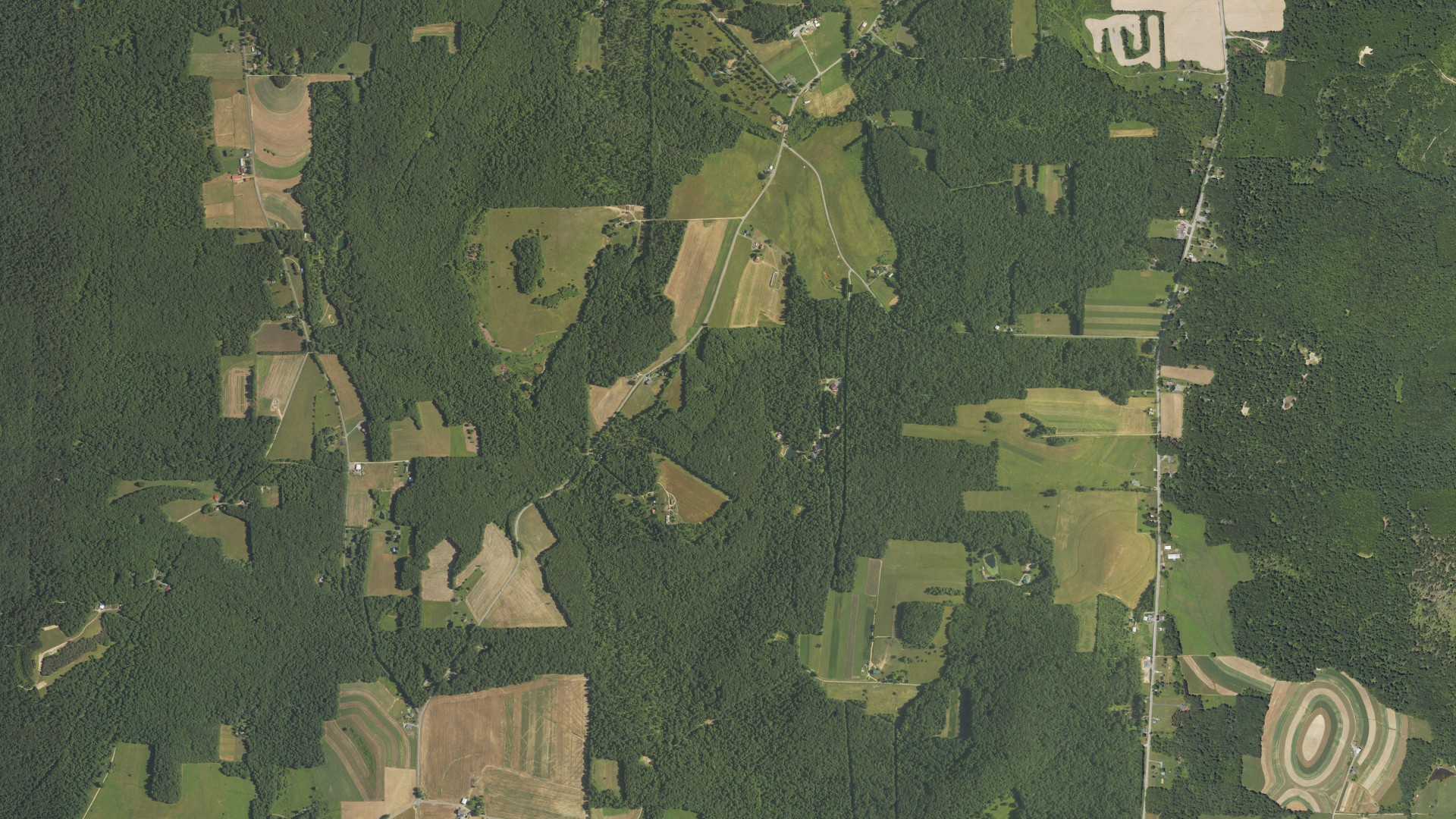 Aerial view of land around Eldred, Pennsylvania