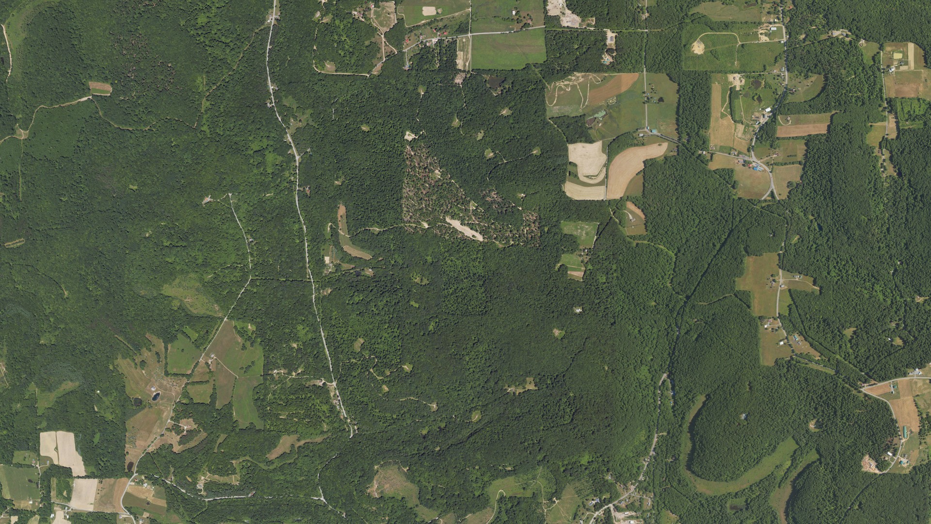 Natural-color aerial photograph of land around McCalmont, Pennsylvania