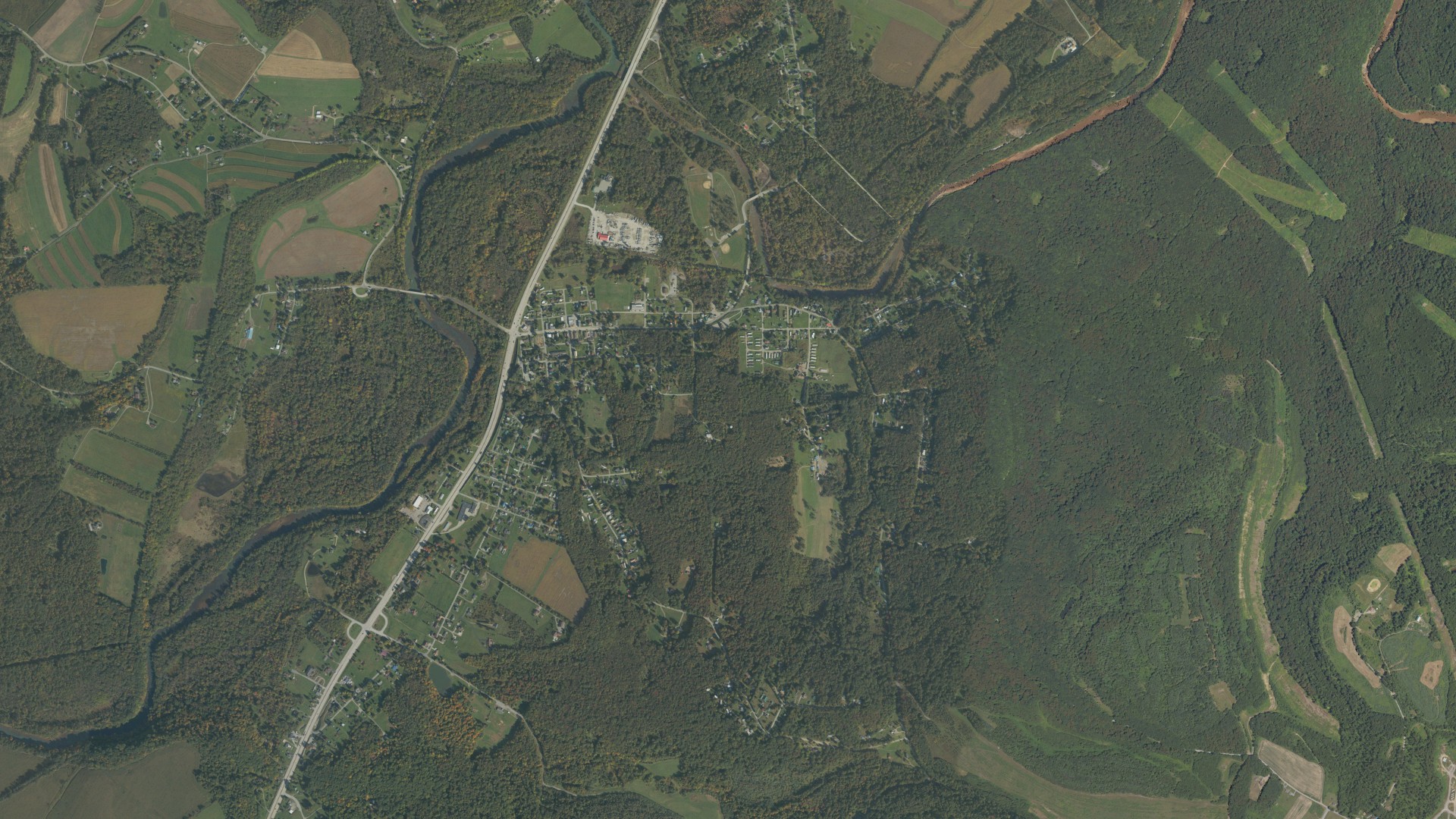 Aerial view of land around Black Lick, Pennsylvania