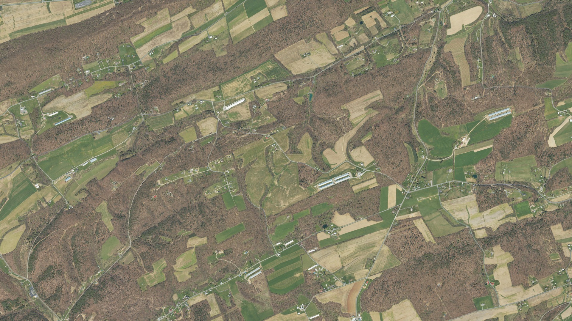 Aerial view of land around Monroe, Pennsylvania