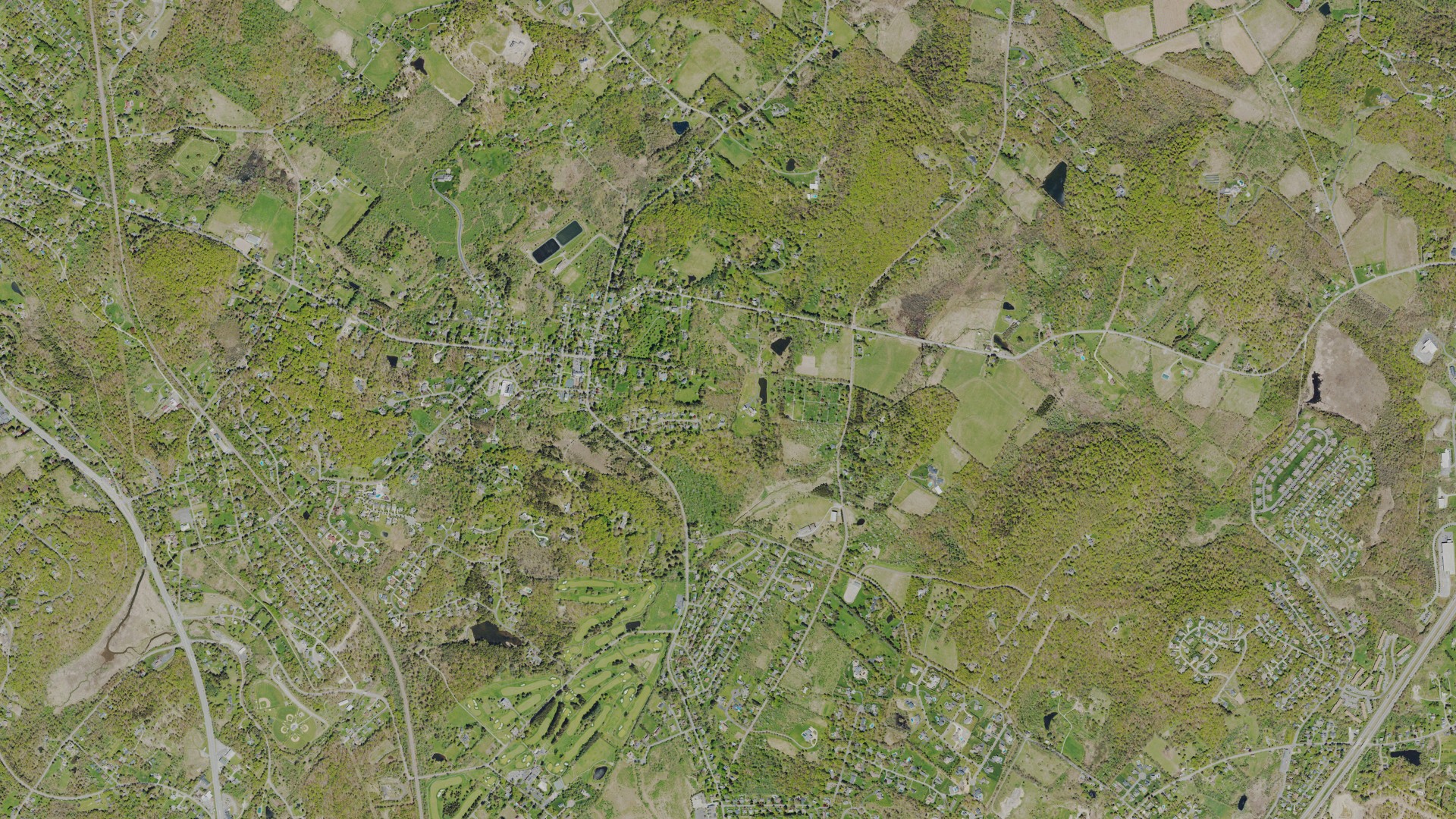 Aerial view of land around Waverly, Pennsylvania
