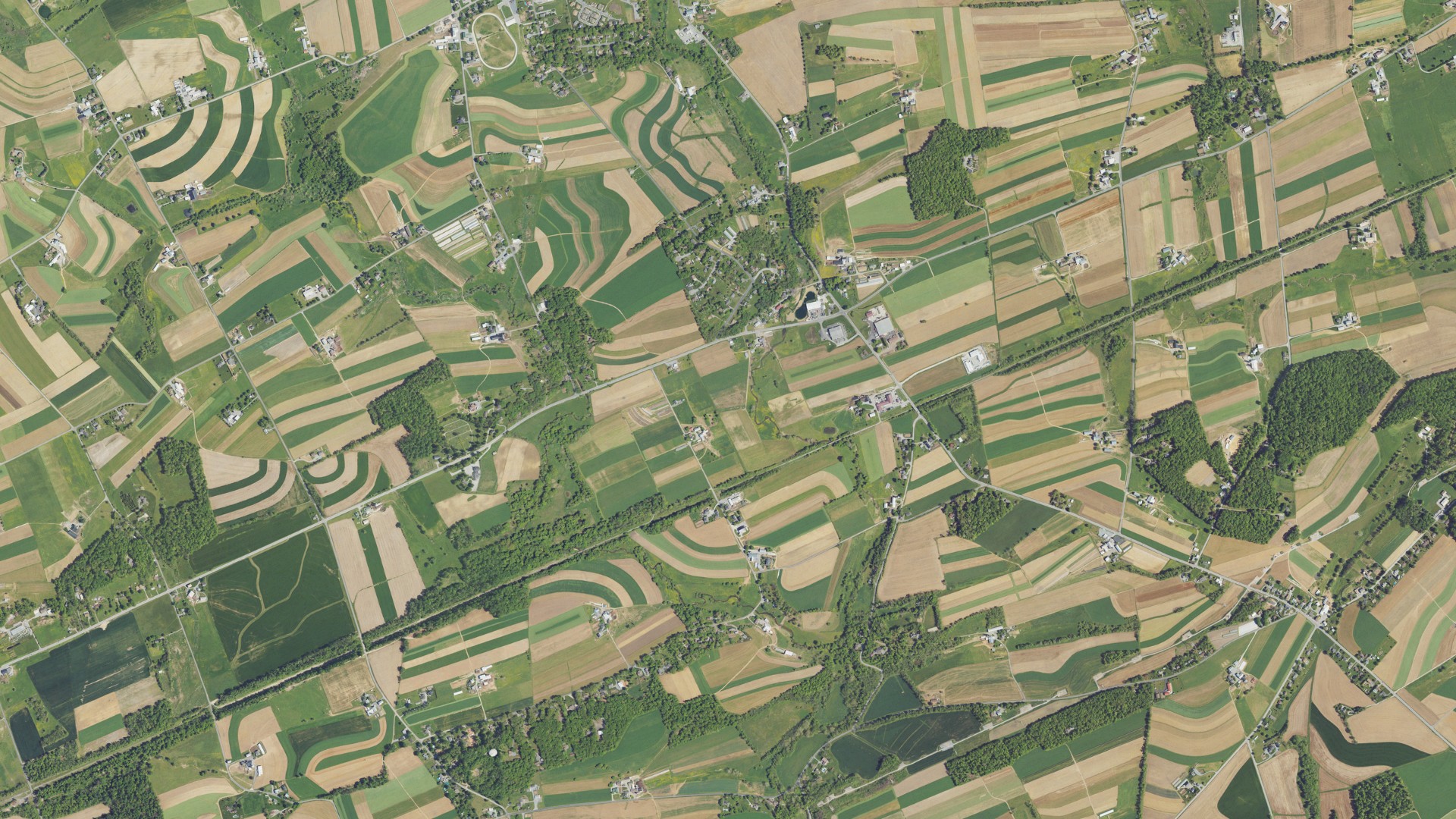 Natural-color aerial photograph of land around Bart, Pennsylvania
