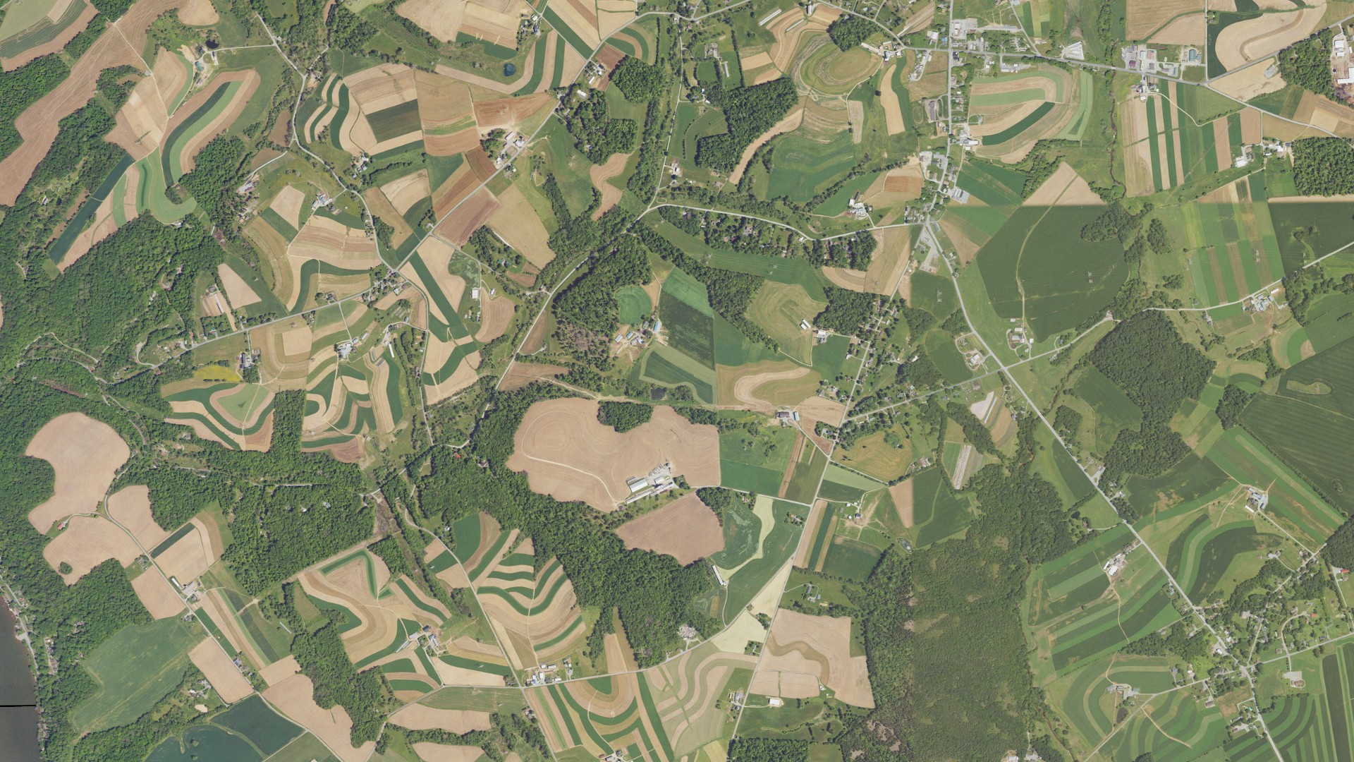 Aerial view of land around Fulton, Pennsylvania