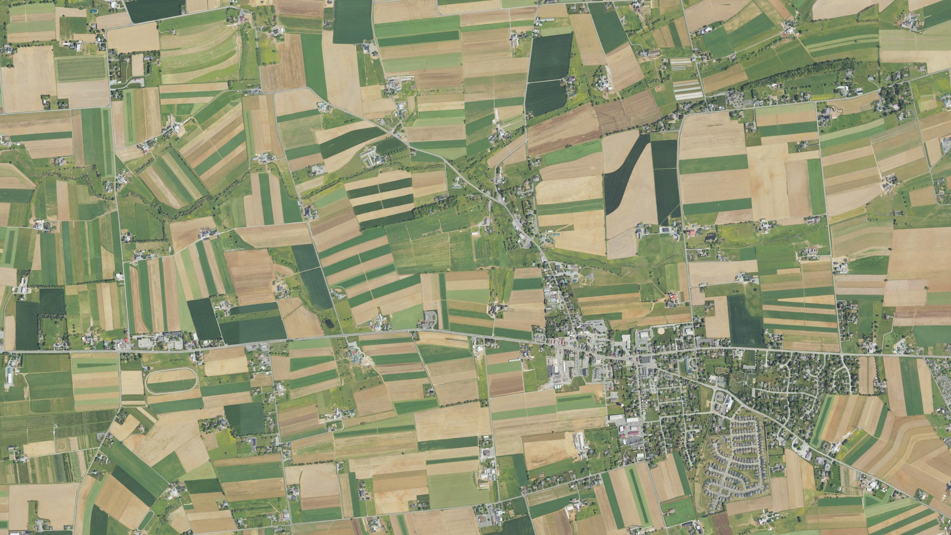 Aerial view of land around Leacock, Pennsylvania