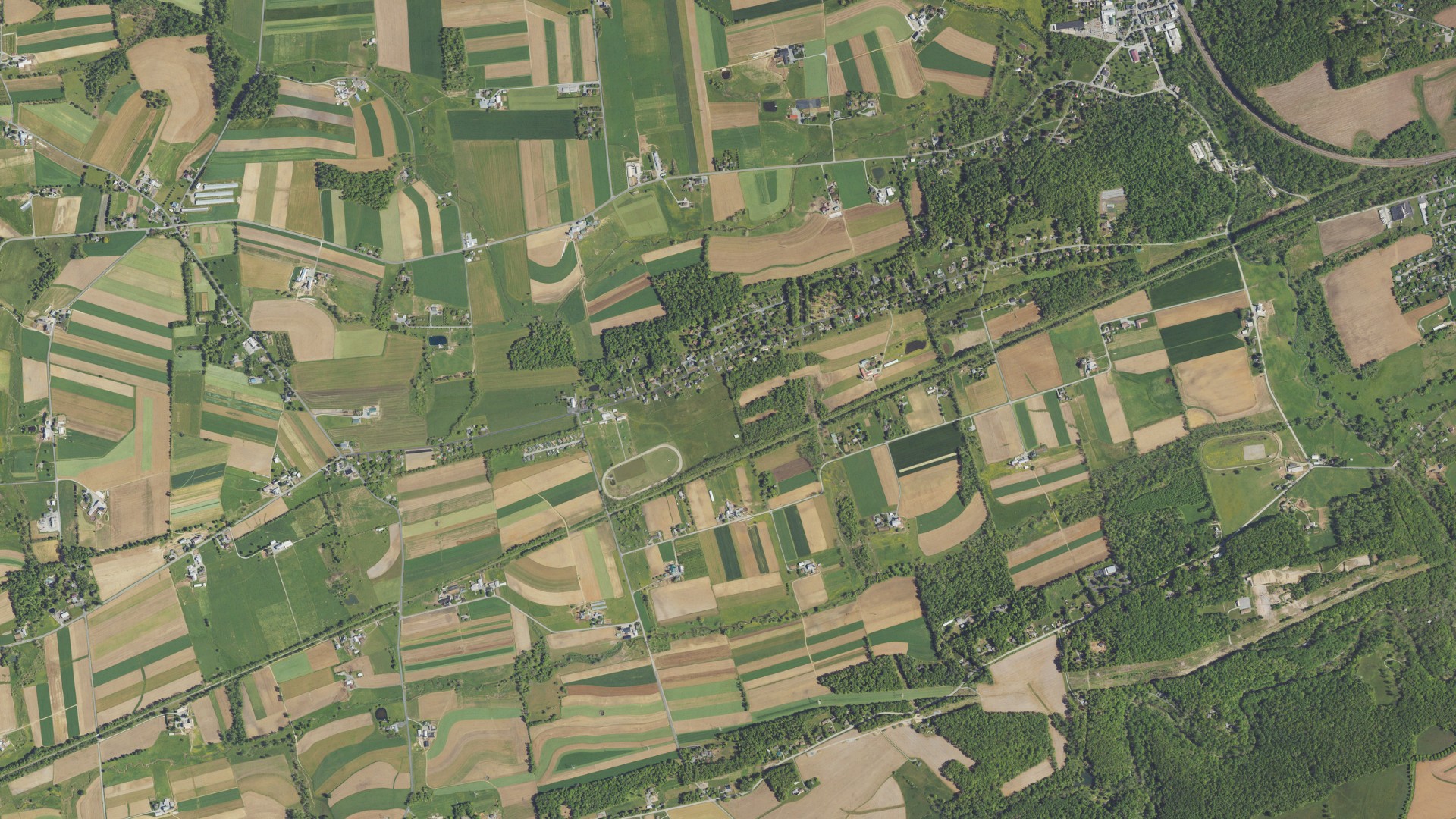 Aerial view of land around Sadsbury, Pennsylvania
