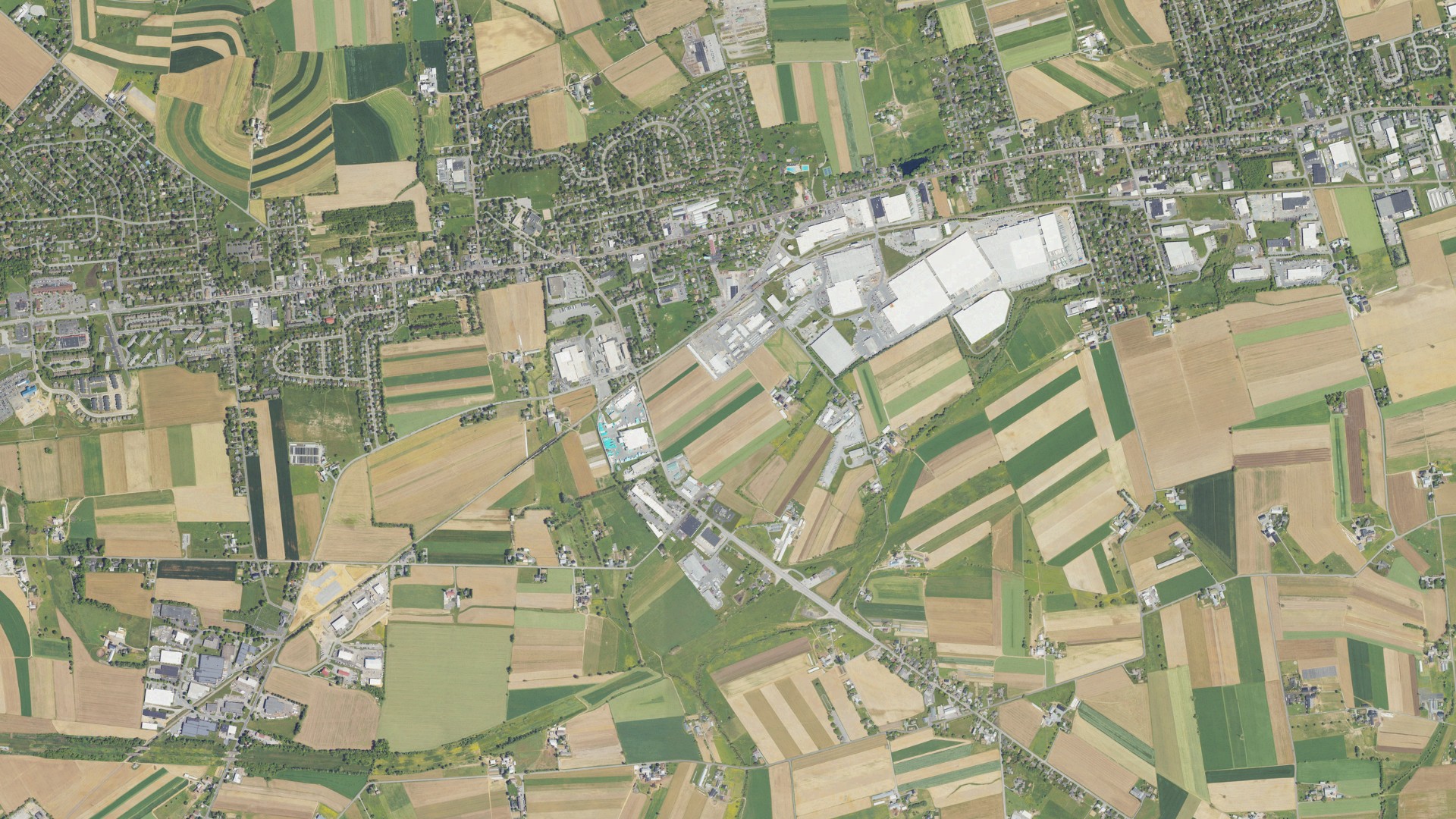Aerial view of land around Upper Leacock, Pennsylvania