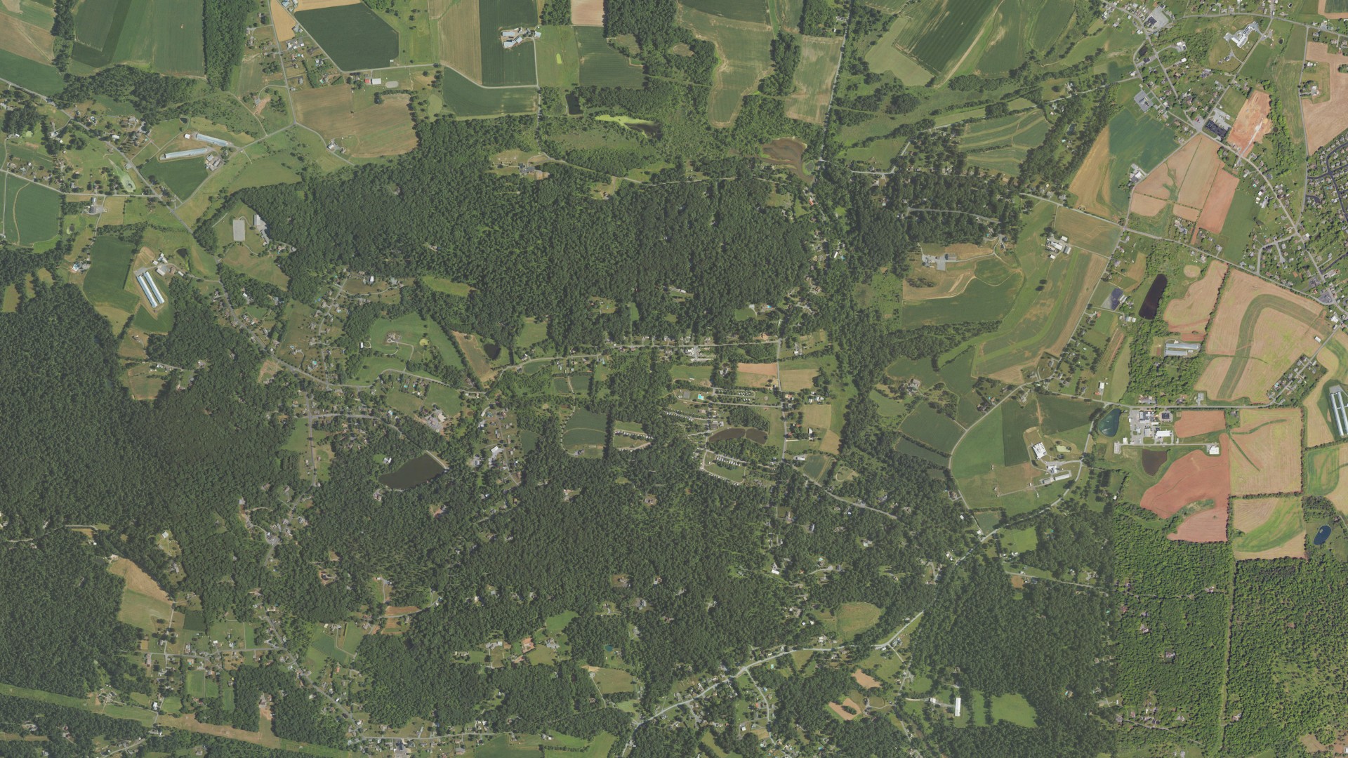 Aerial view of land around West Cocalico, Pennsylvania
