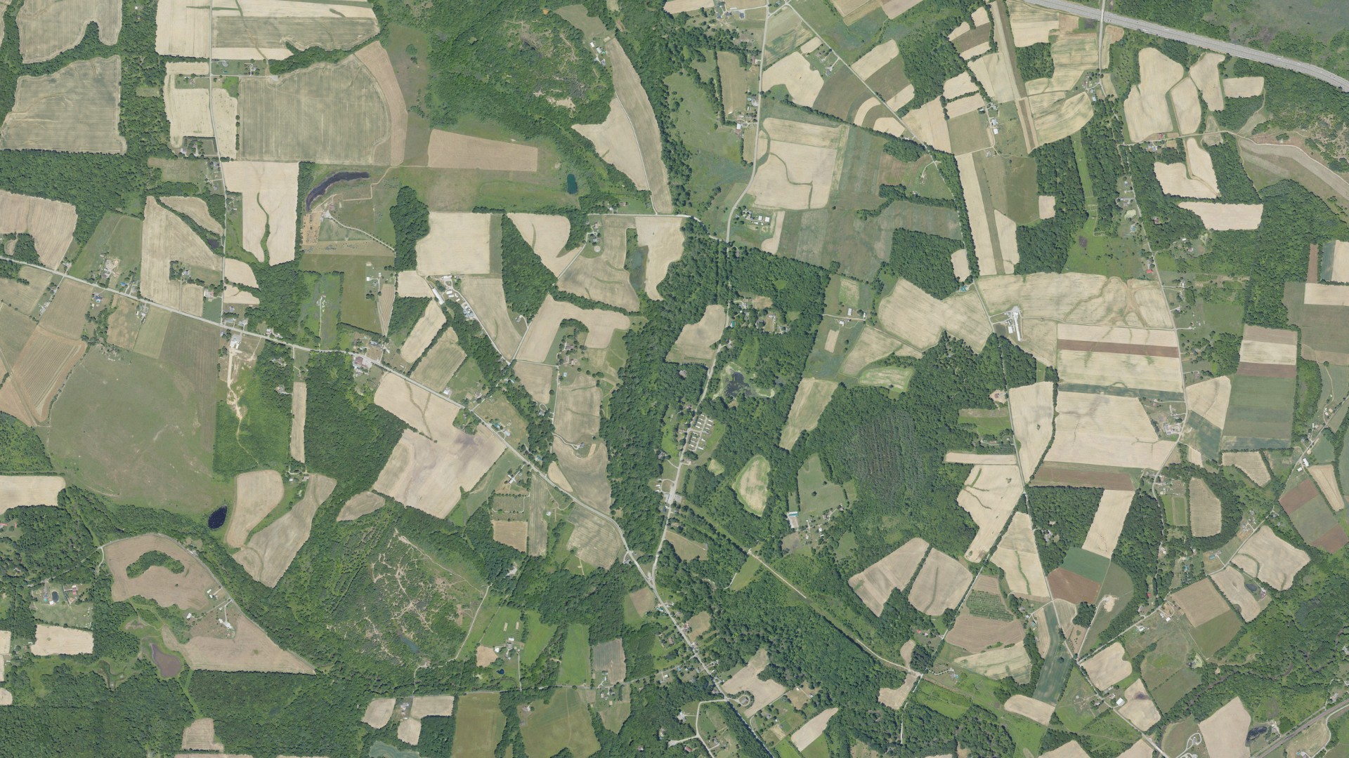 Aerial view of land around Little Beaver, Pennsylvania