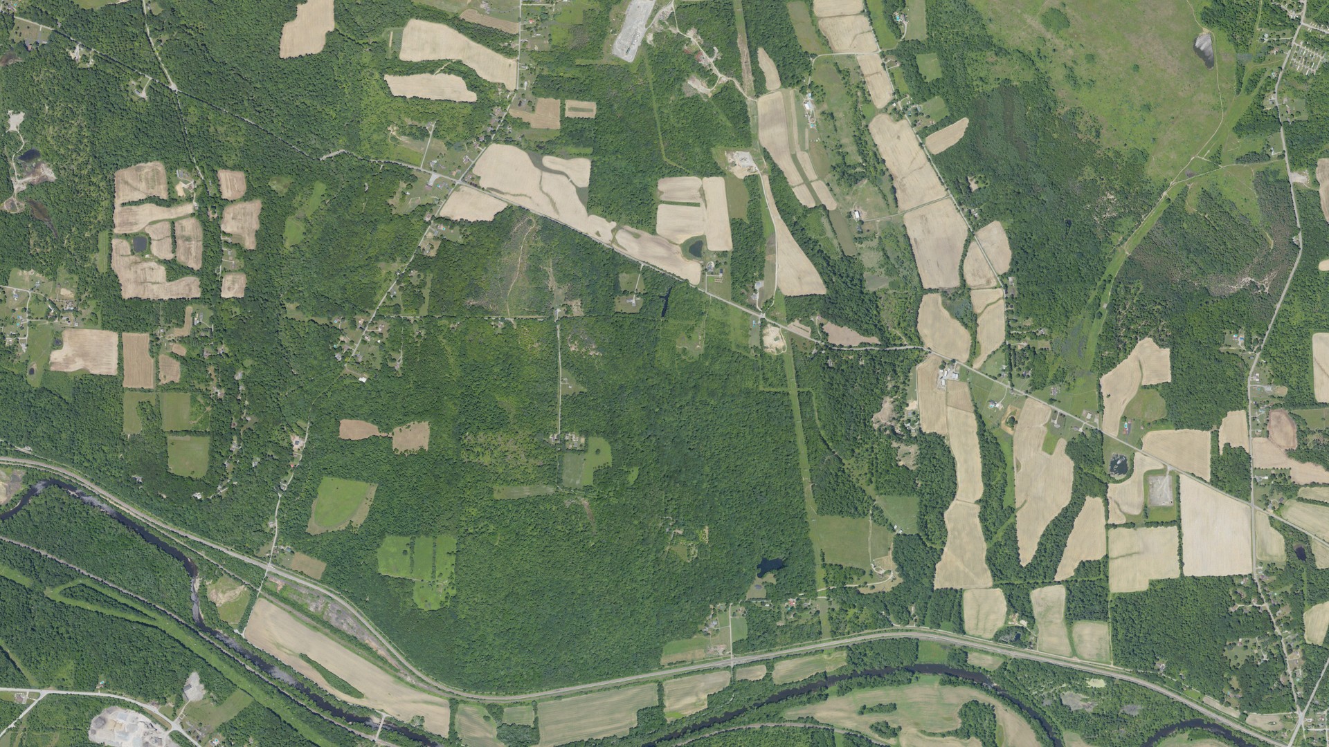 Aerial view of land around Mahoning, Pennsylvania