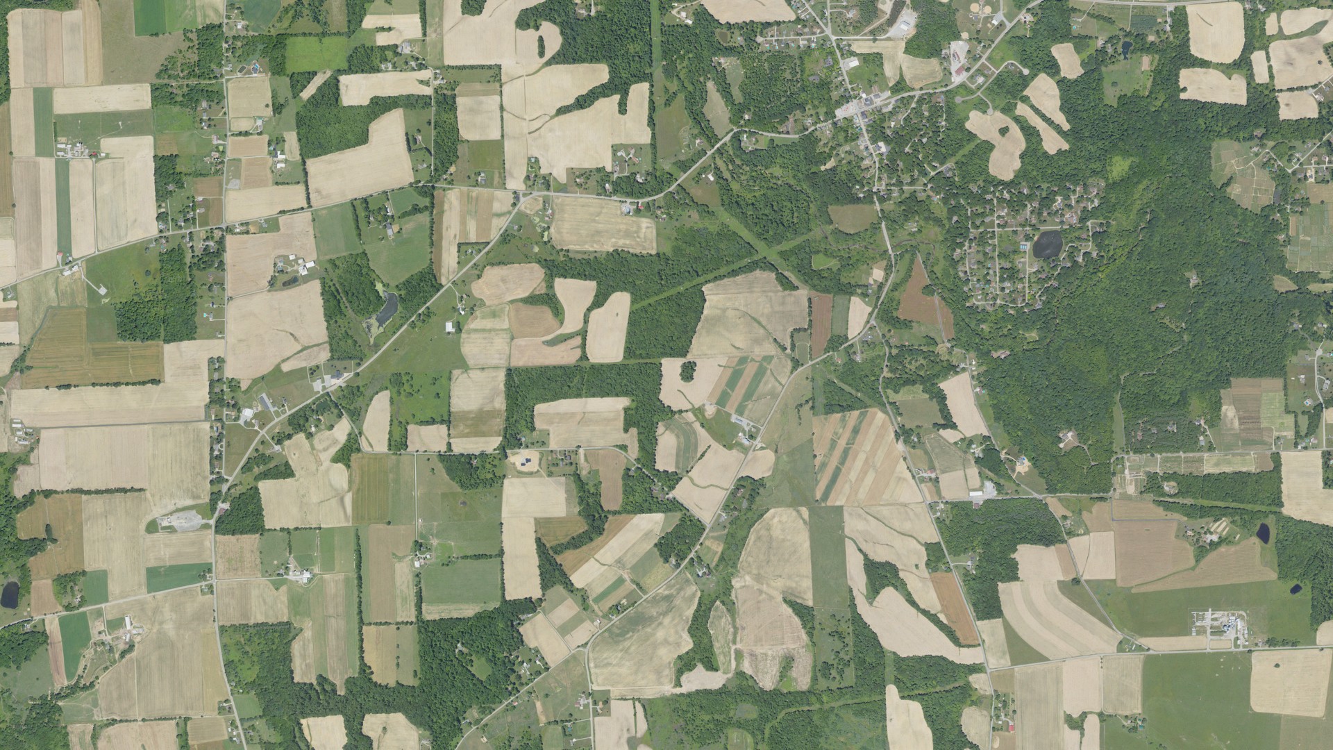Natural-color aerial photograph of land around North Beaver, Pennsylvania