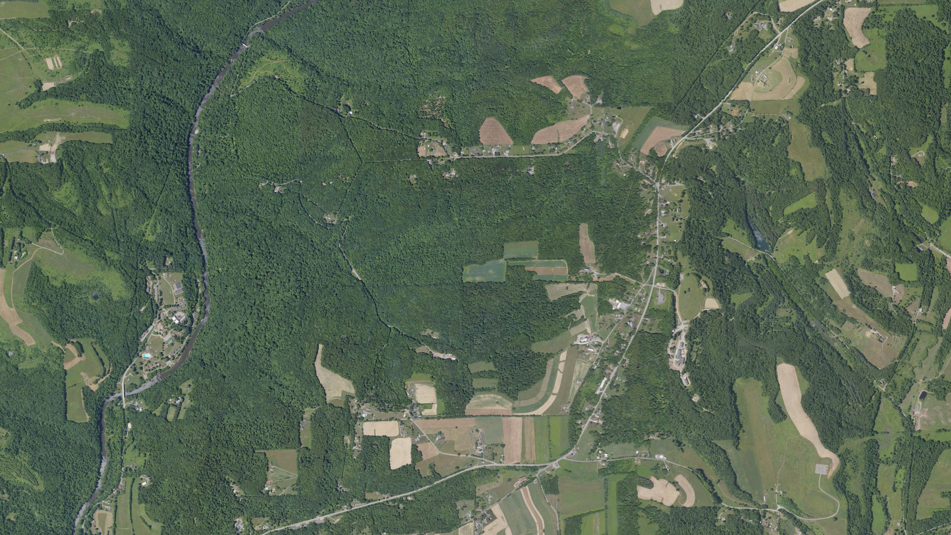 Aerial view of land around Perry, Pennsylvania