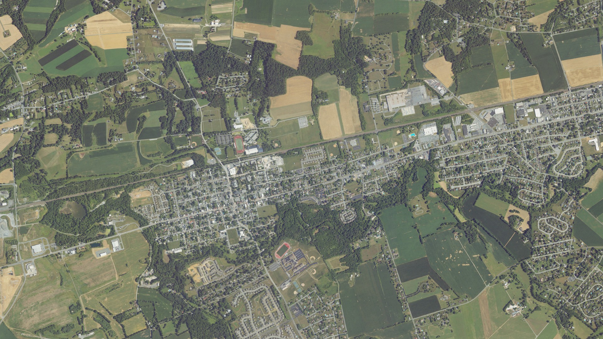 Aerial view of land around Annville, Pennsylvania