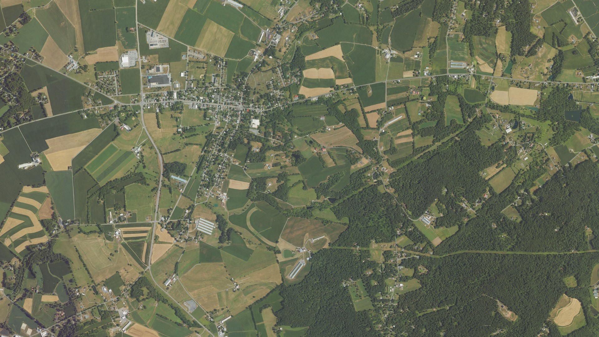 Aerial view of land around Heidelberg, Pennsylvania