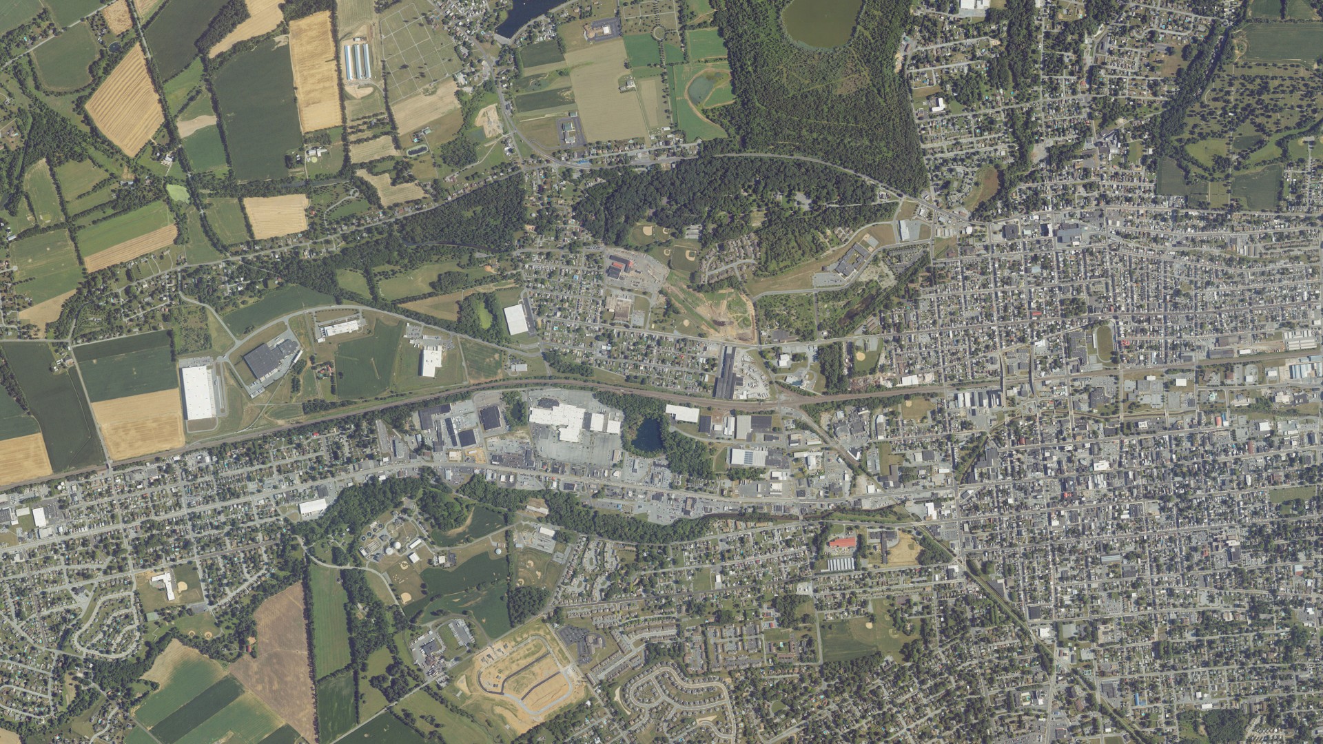 Aerial view of land around West Lebanon, Pennsylvania
