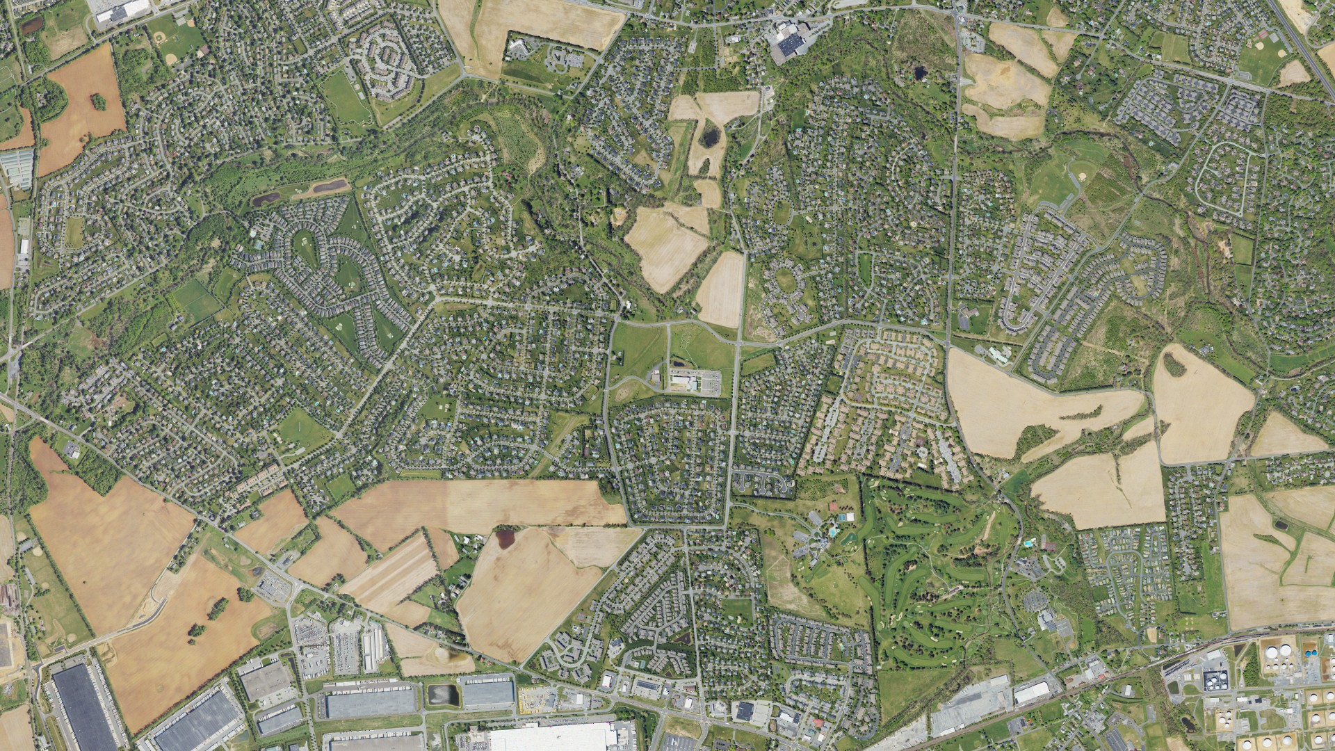 Aerial view of land around Lower Macungie, Pennsylvania